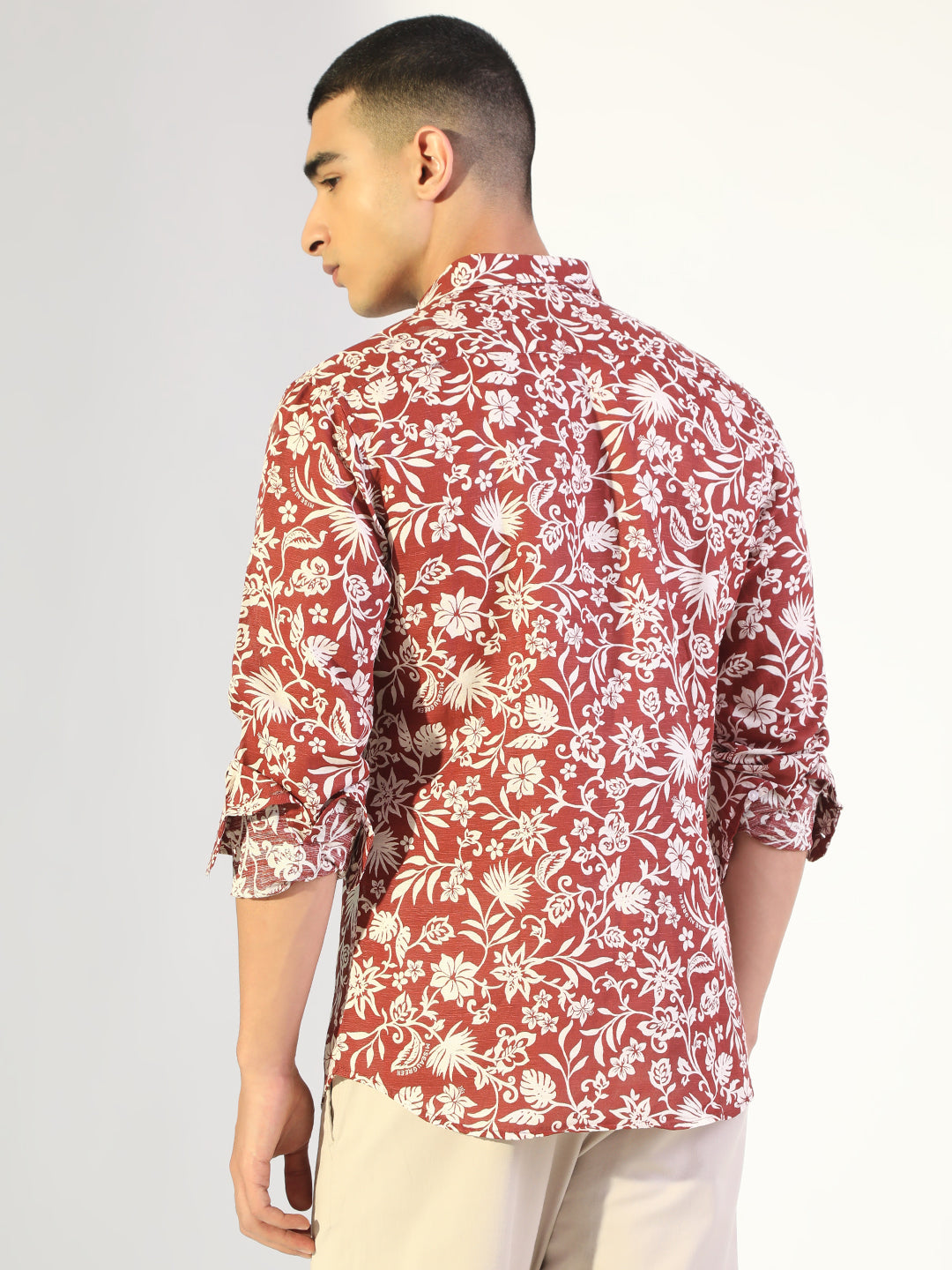 Men's Floral Maroon Regular Fit Casual Shirt