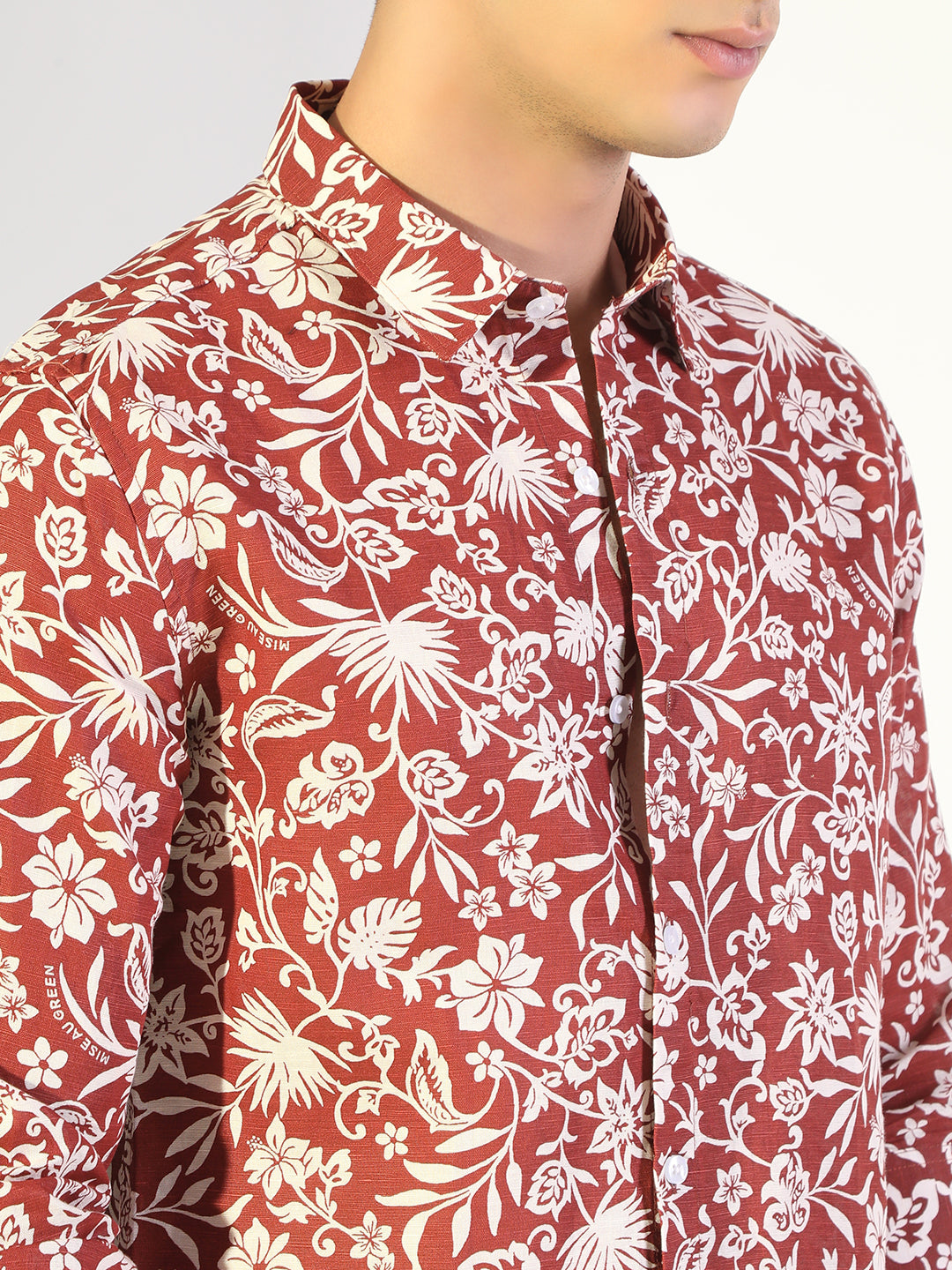 Men's Floral Maroon Regular Fit Casual Shirt