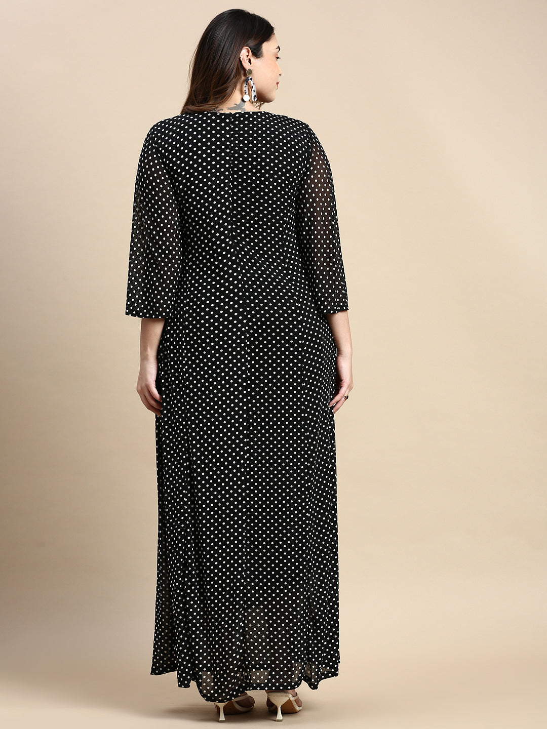 Women Black Polka Dots A-Line Dress