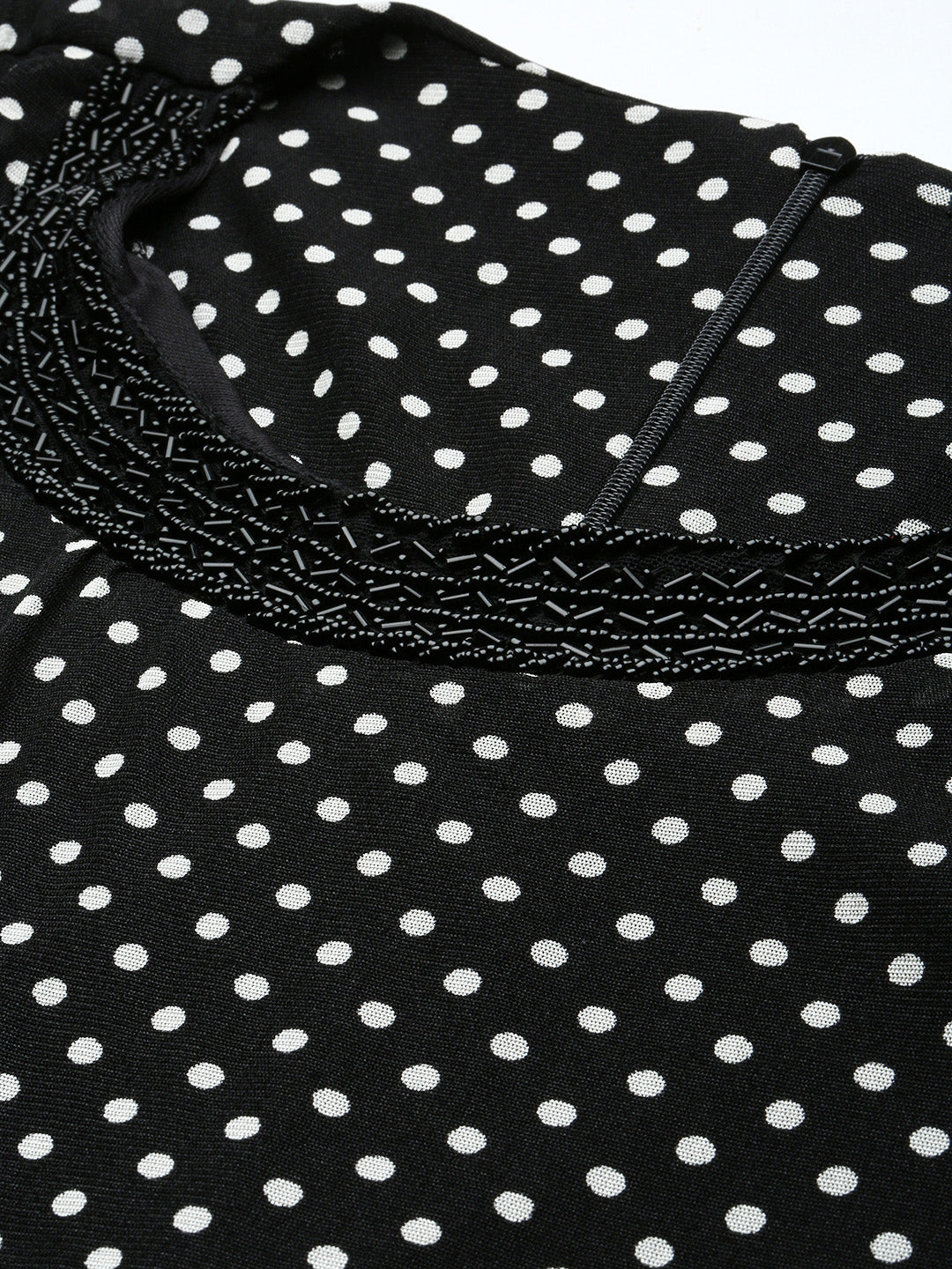 Women Black Polka Dots A-Line Dress