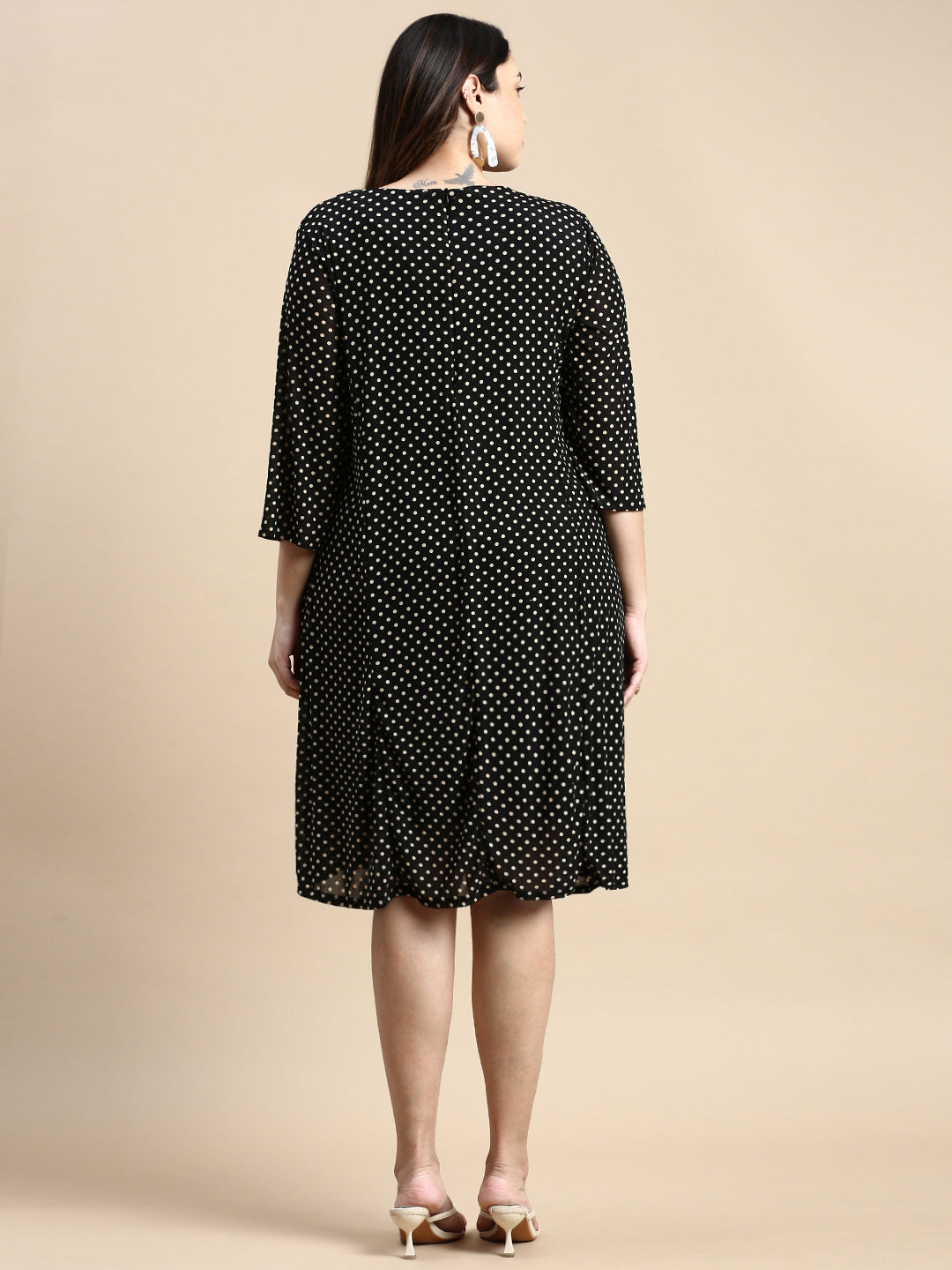 Women Black Polka Dots A-Line Dress