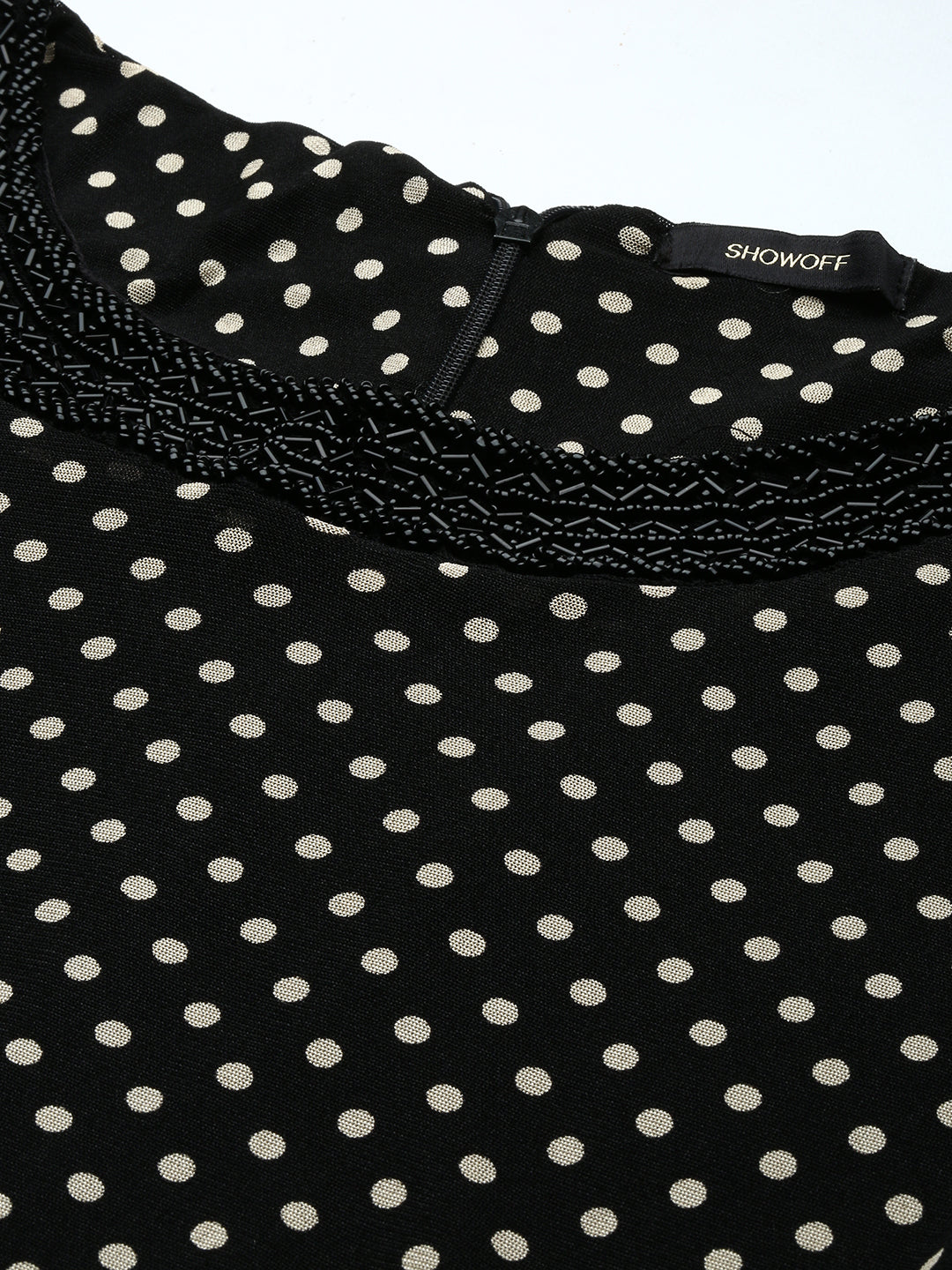 Women Black Polka Dots A-Line Dress