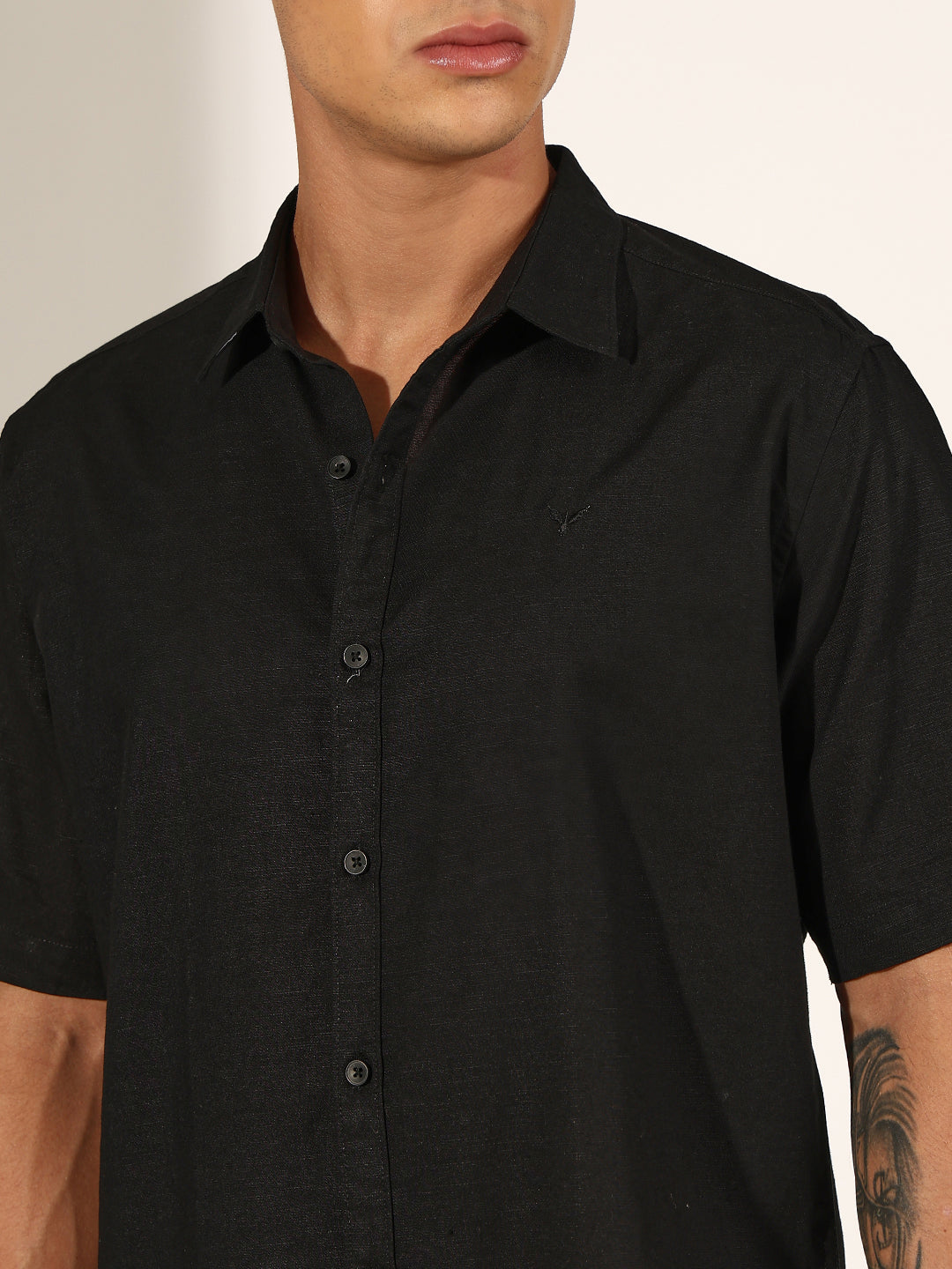 Men's Black Half Sleeve Regular Fit Shirt