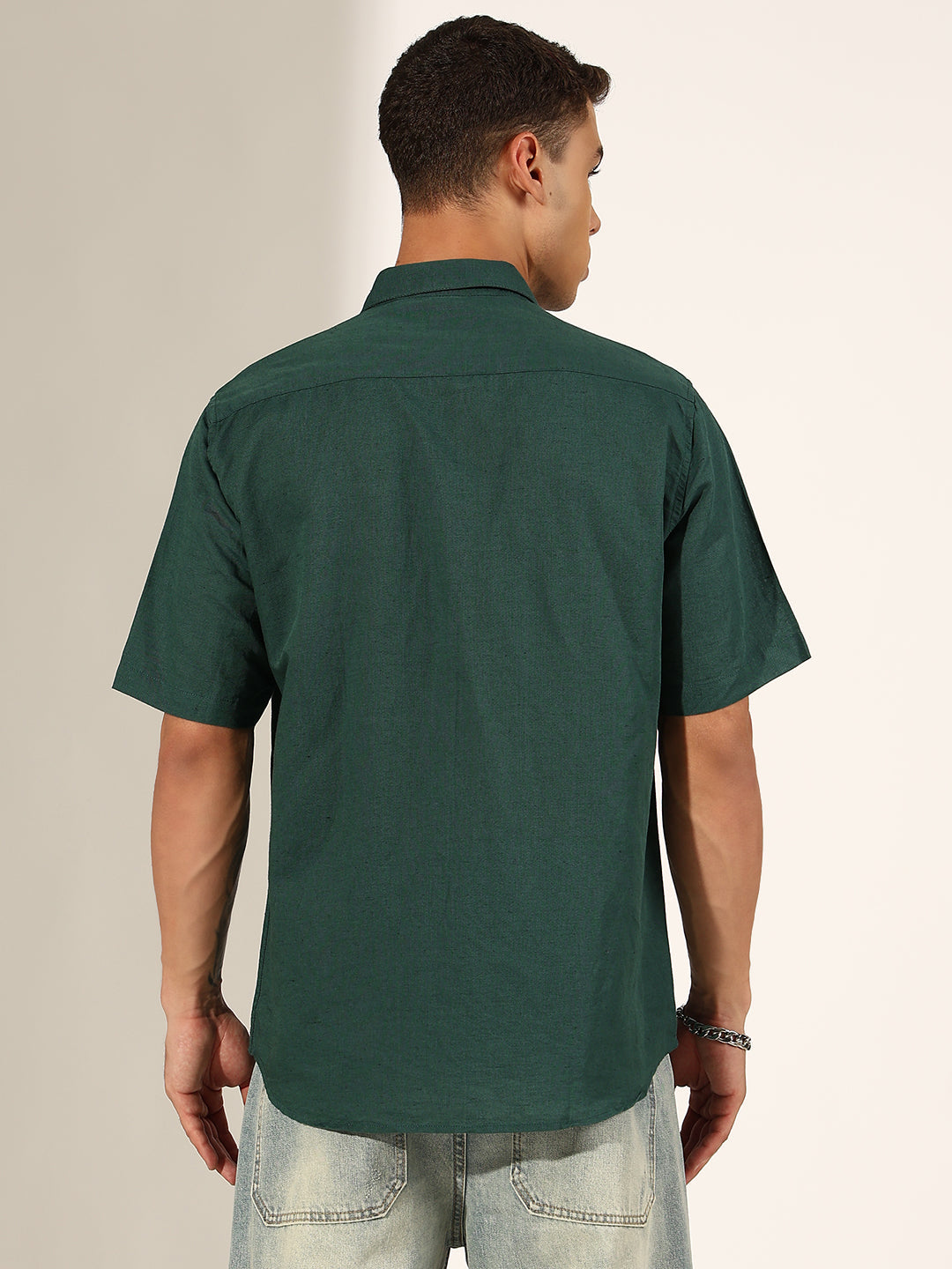 Men's Green Half Sleeve Regular Fit Shirt