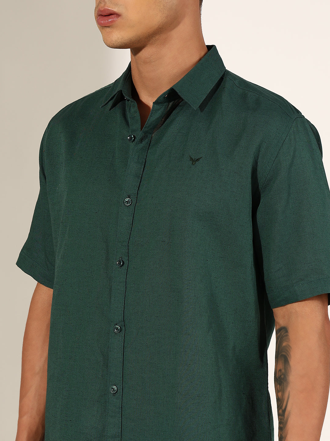 Men's Green Half Sleeve Regular Fit Shirt