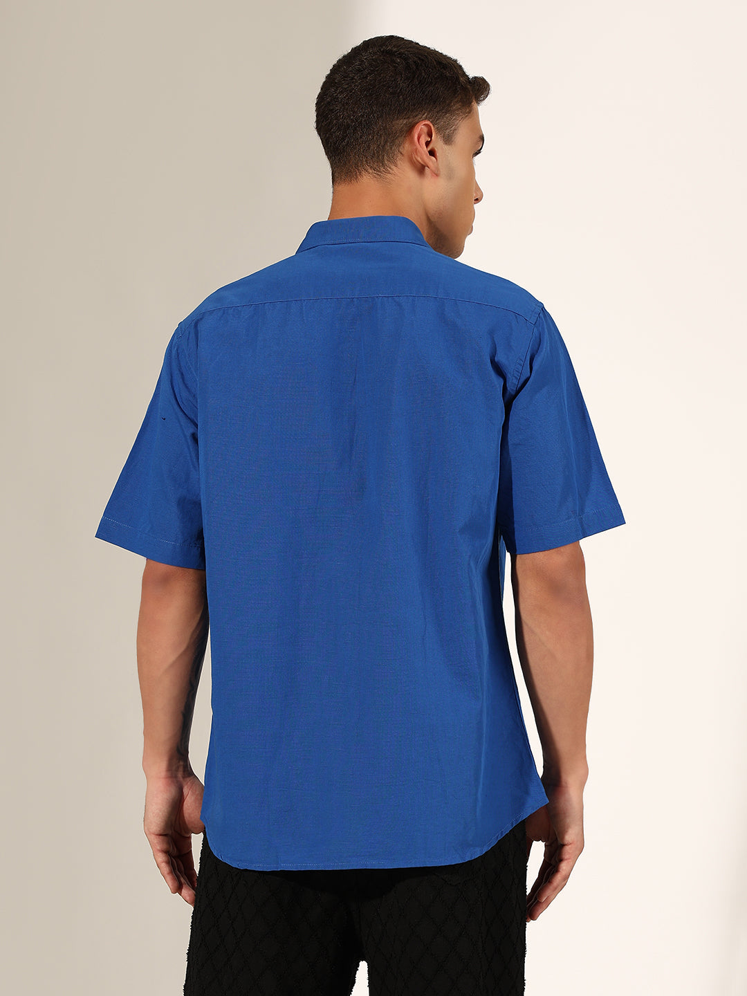 Men's Blue Half Sleeve Regular Fit Casual Shirt