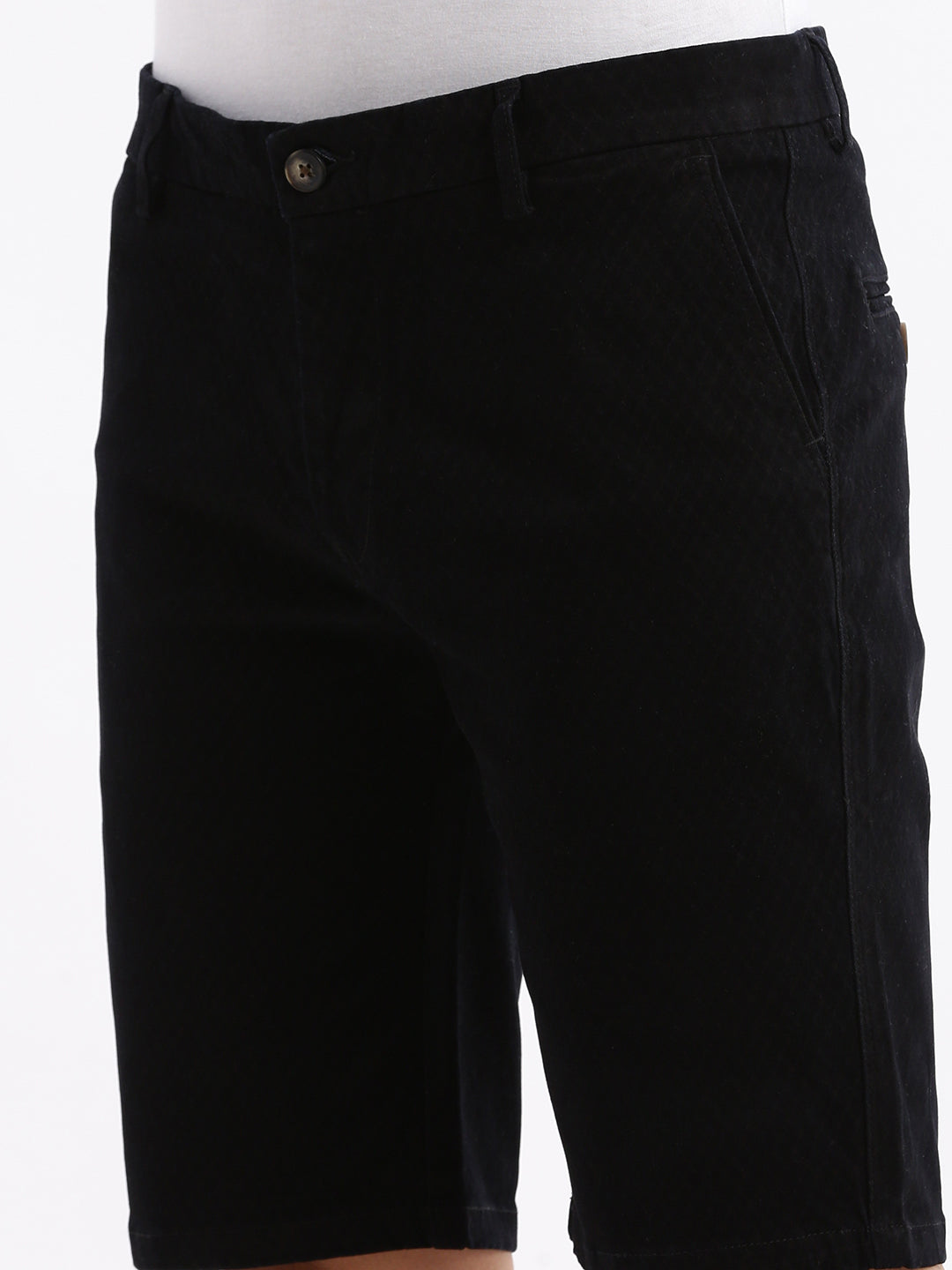 Men Geometric Black Cotton Shorts