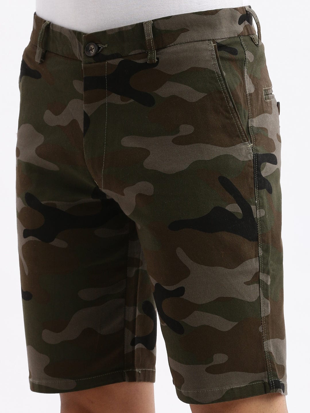 Shop Men's Camouflage Green Cotton Shorts Showoffff