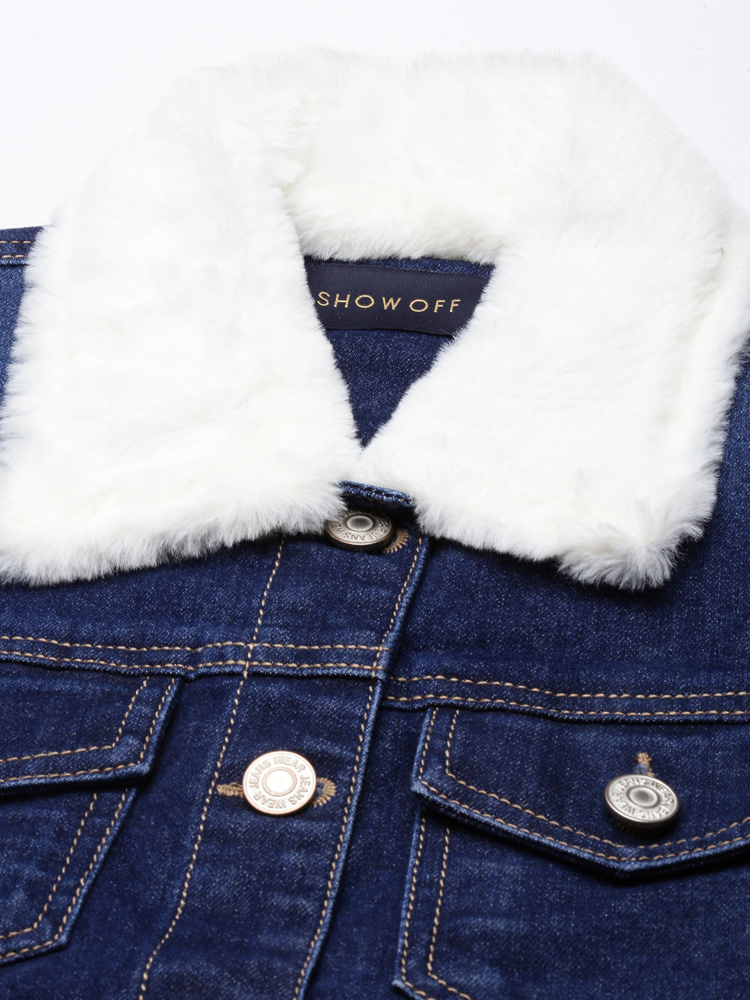 Women's Navy Blue Washed Cotton Denim Jacket