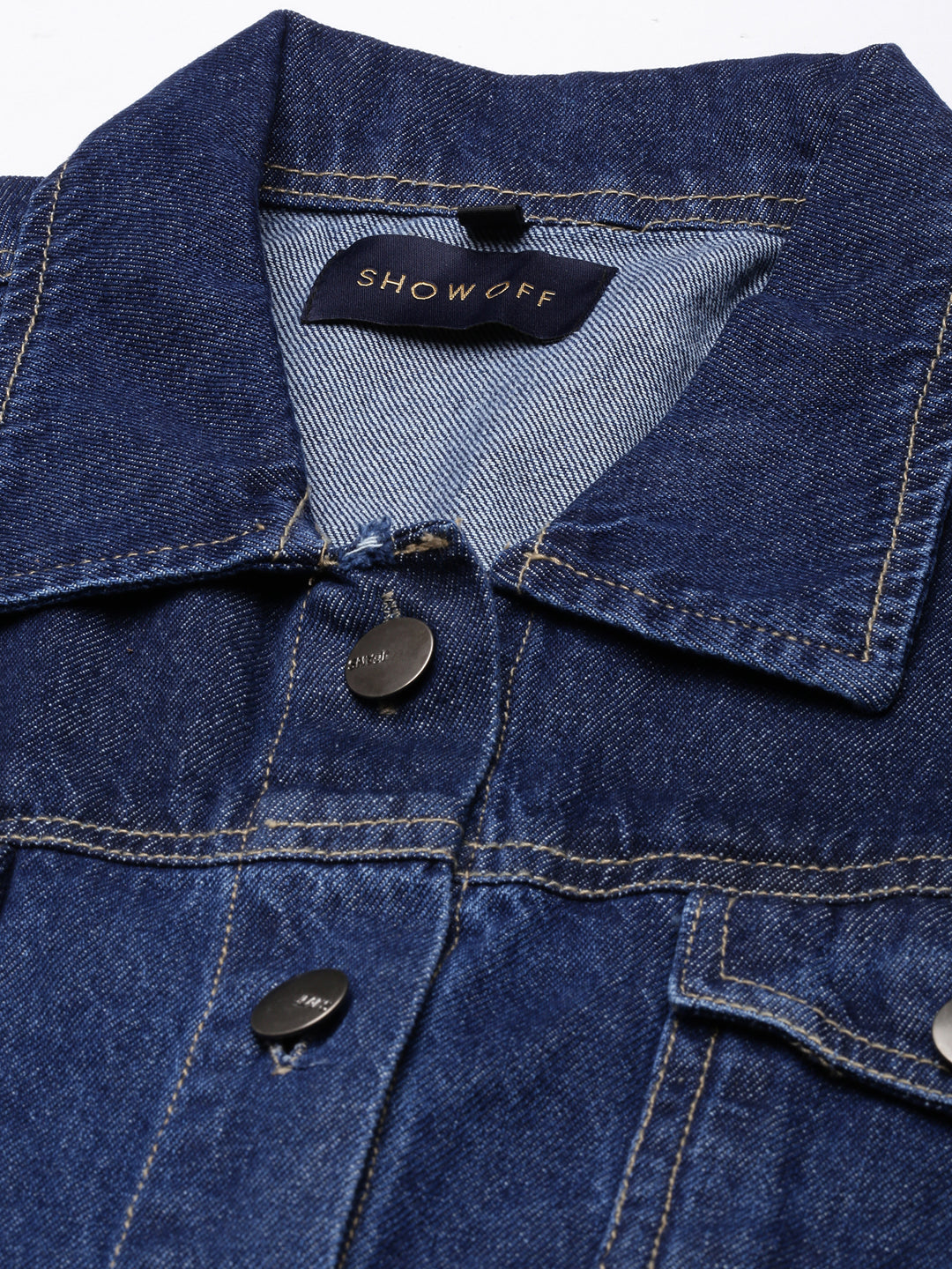 Women's Navy Blue Washed Cotton Denim Jacket