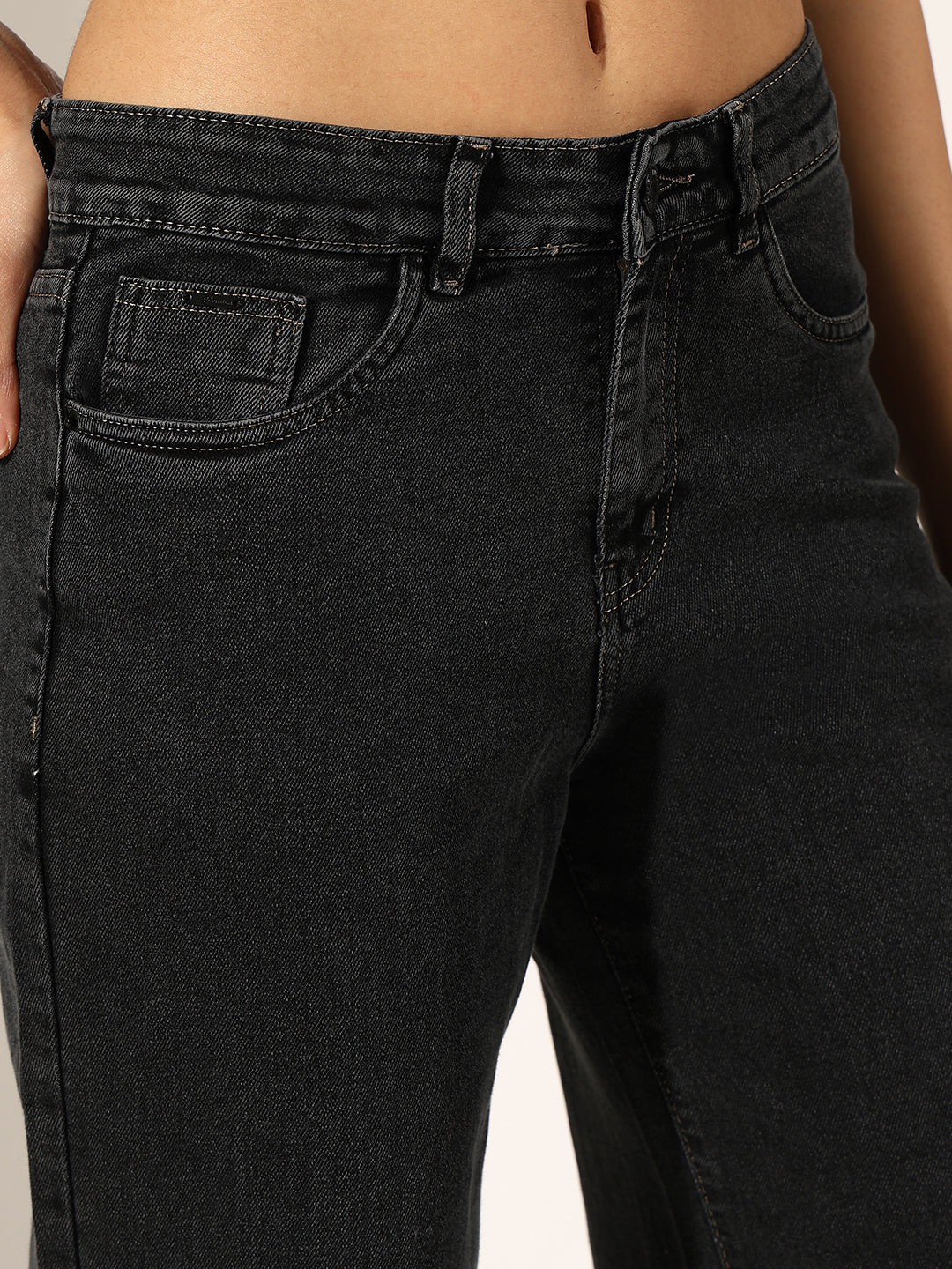 Women's Charcoal Denim Zip-Front Top & Jeans Co-Ord Set