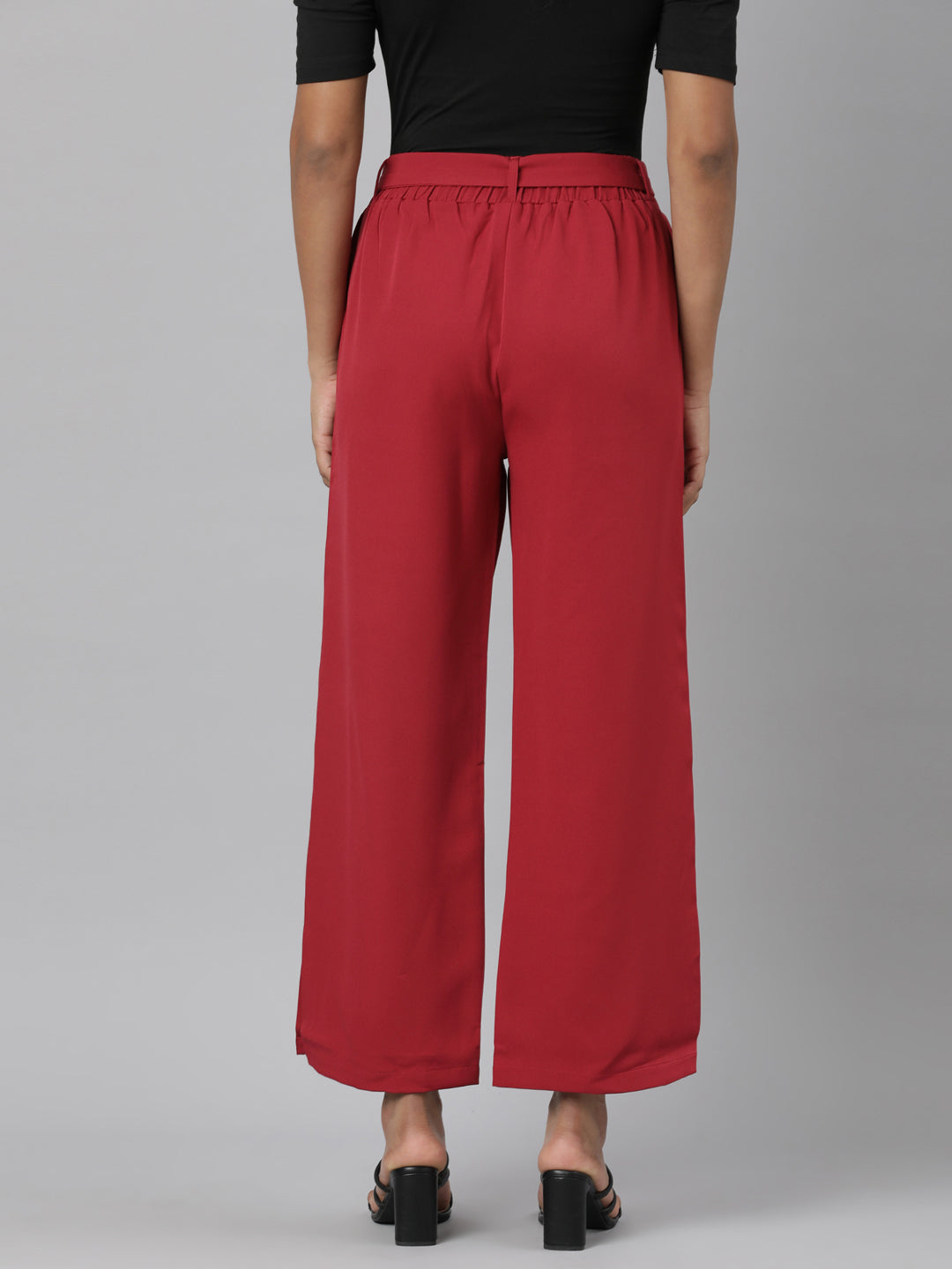 Women Fuchsia Solid Parallel Trousers