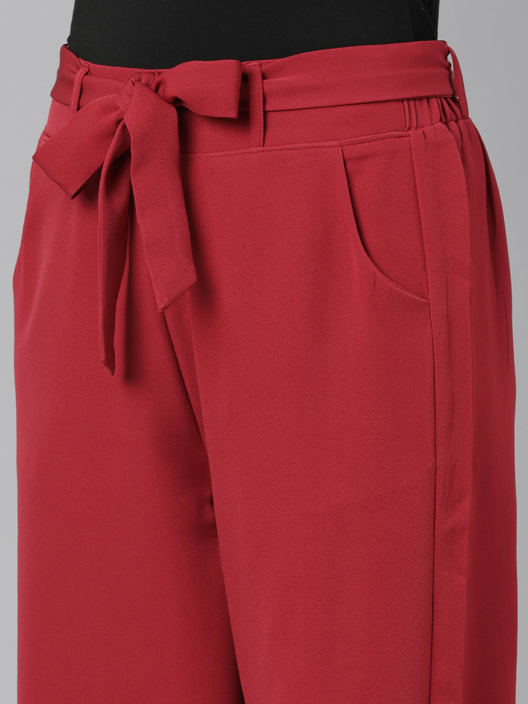 Women Fuchsia Solid Parallel Trousers