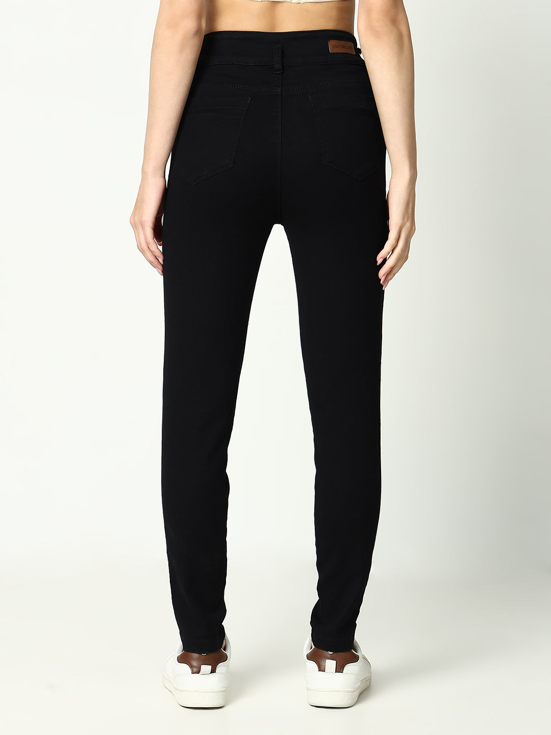 Women Black Solid Skinny Fit Denim Jeans