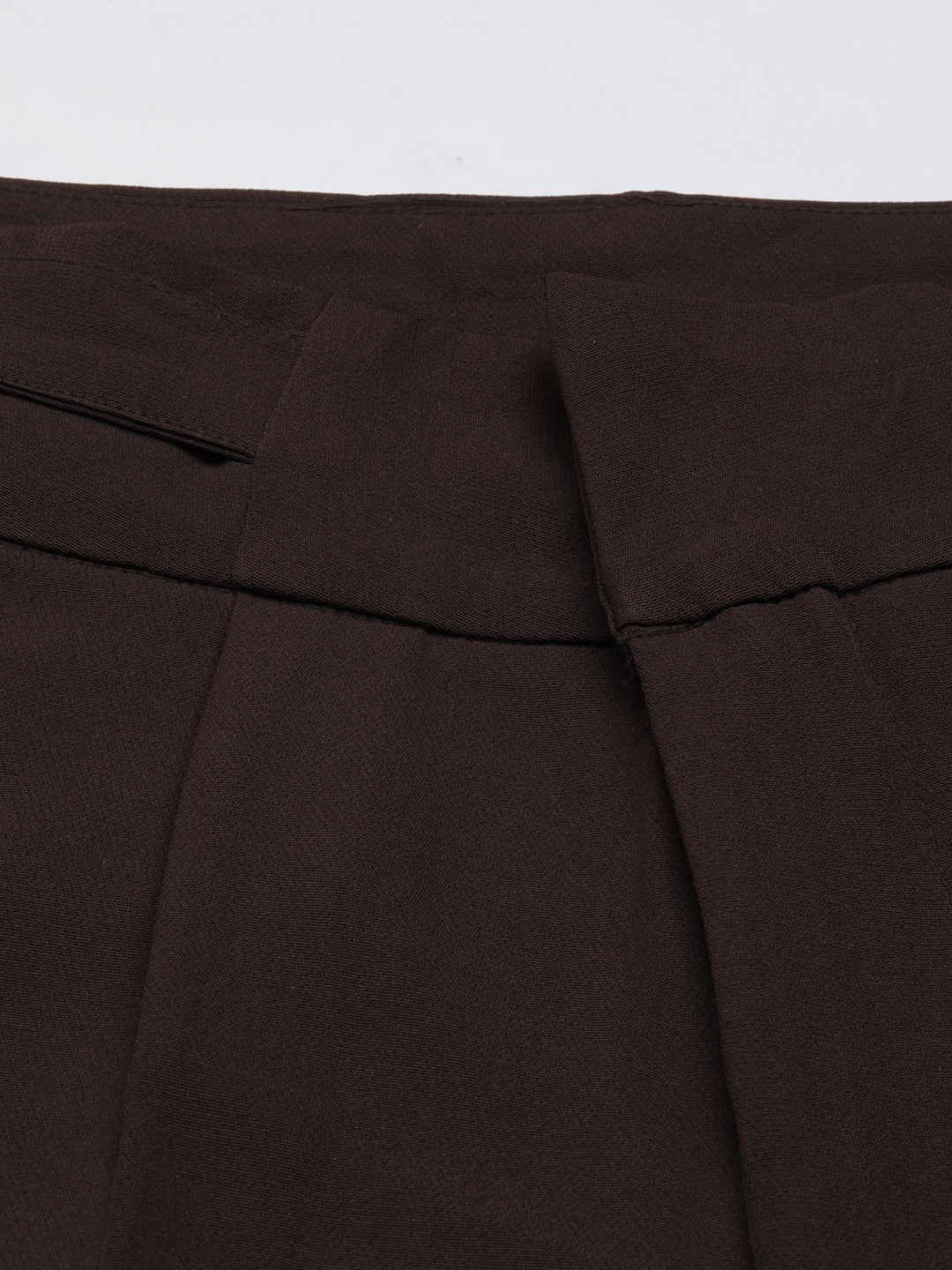 Women Brown Solid Parallel Trousers