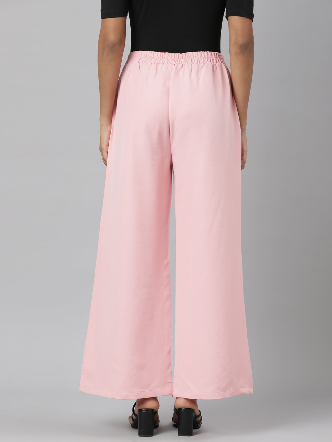 Women Pink Solid Parallel Trousers