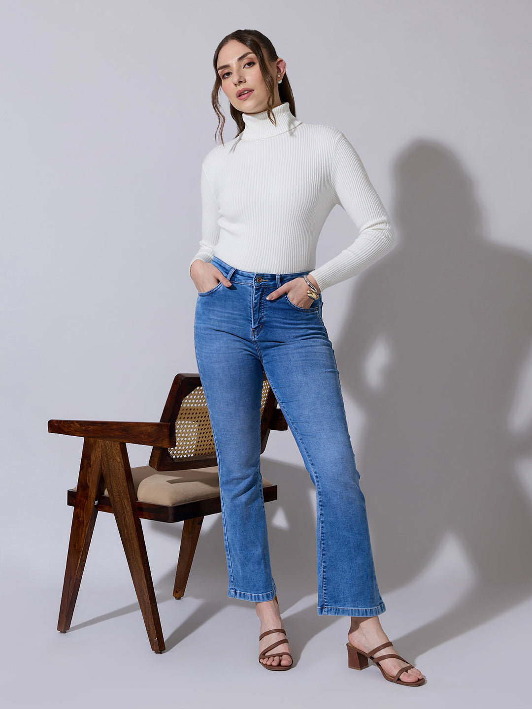 Women's Flared Blue High Waist Jeans