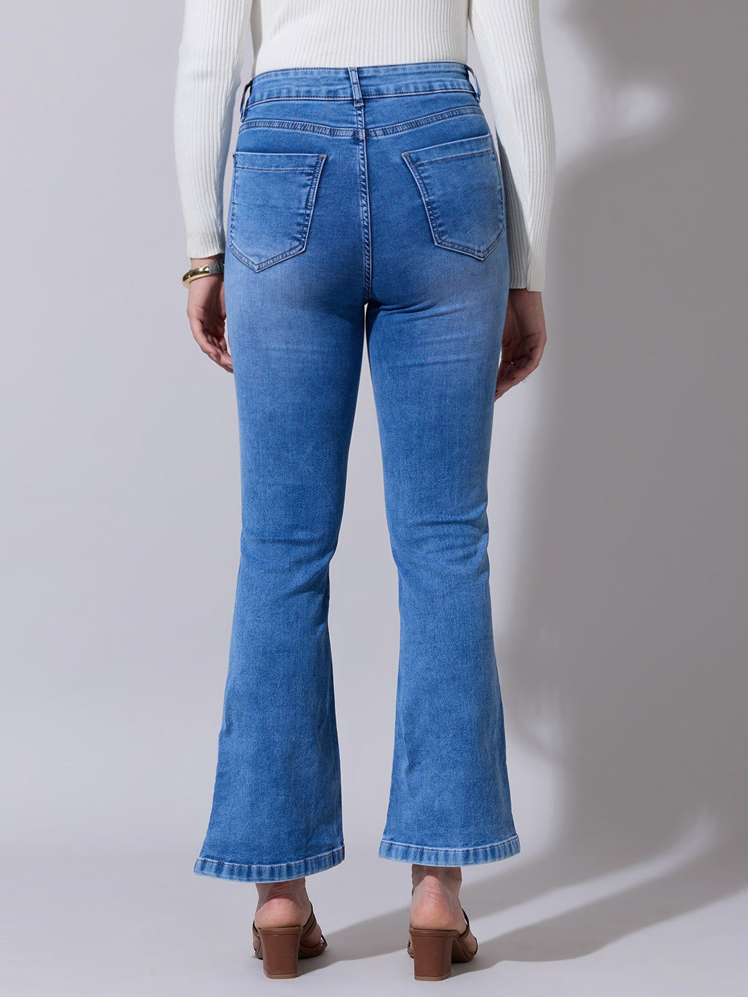 Women's Flared Blue High Waist Jeans