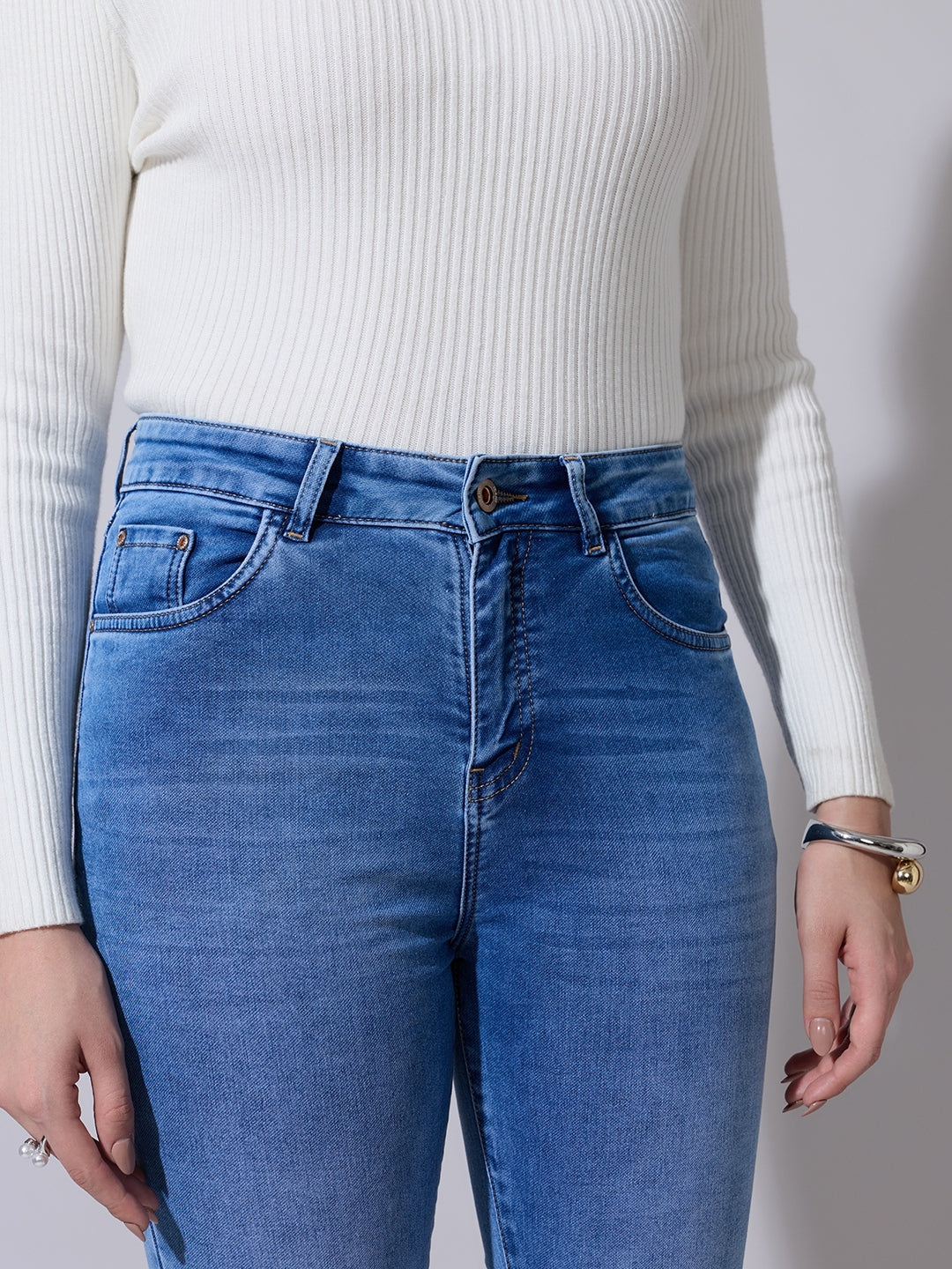 Women's Flared Blue High Waist Jeans