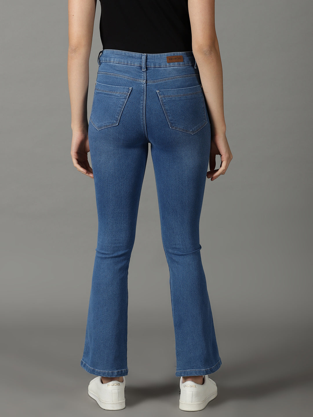 Women Solid Blue Bootcut Denim Jeans