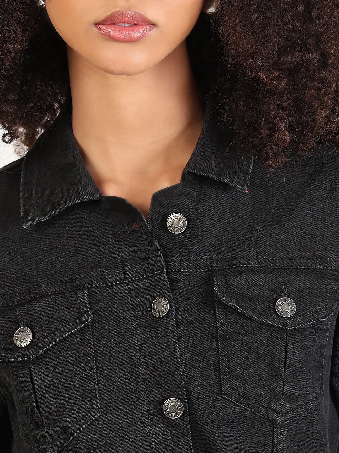 Women's Solid Black Shirt Knee Length Denim Dress with Fabric Belt