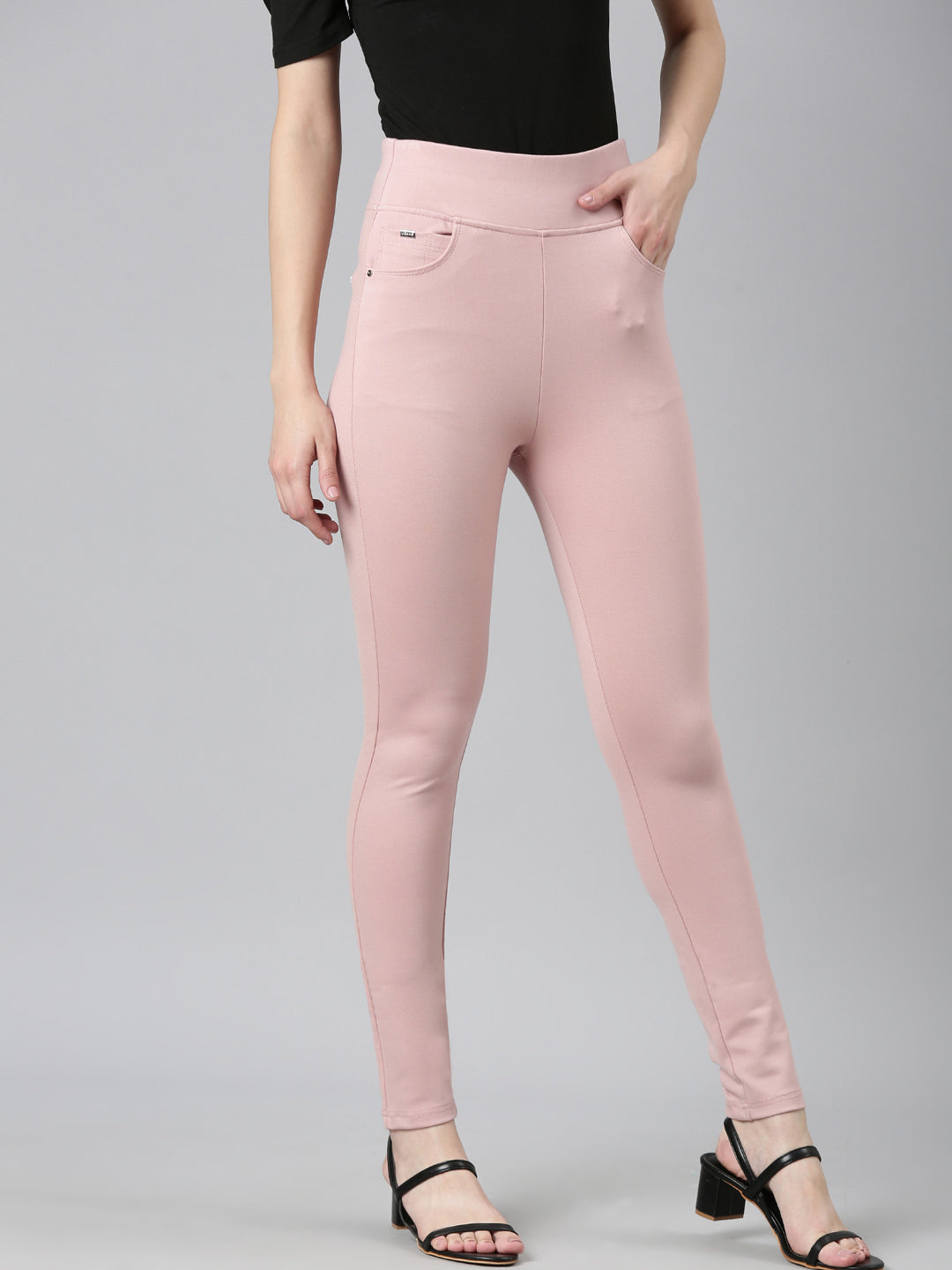 Women Solid Skinny Fit Pink Jegging