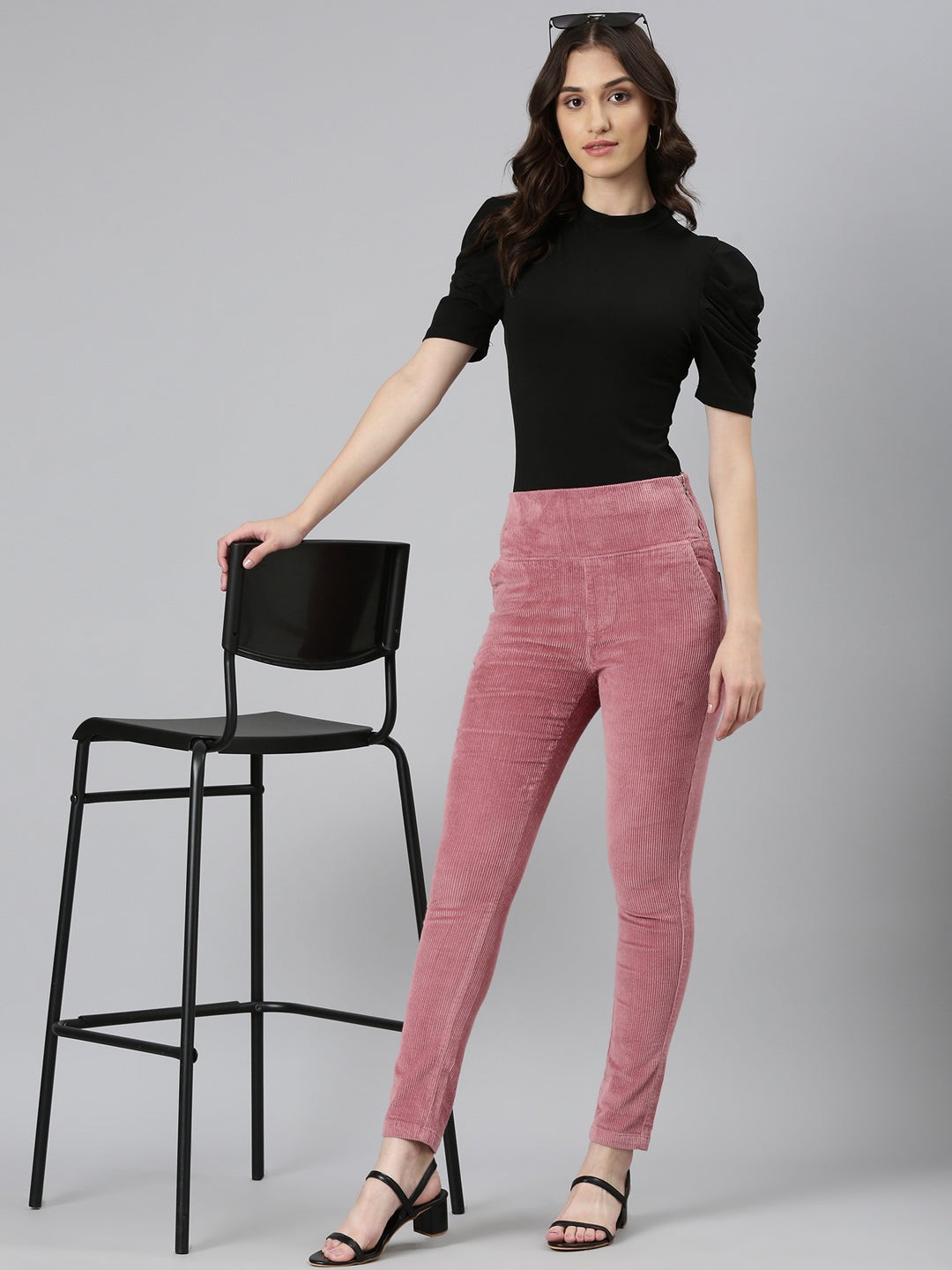 Women Solid Slim Fit Mauve Jegging