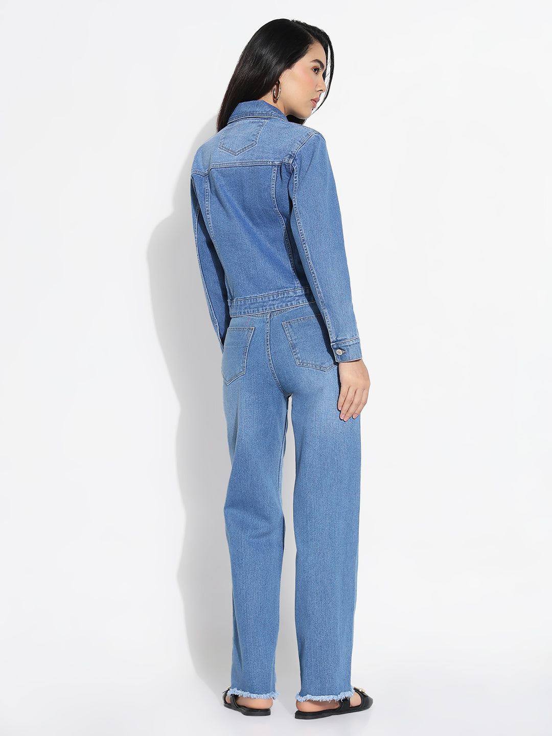 Women Blue Solid Denim Co-ords Set