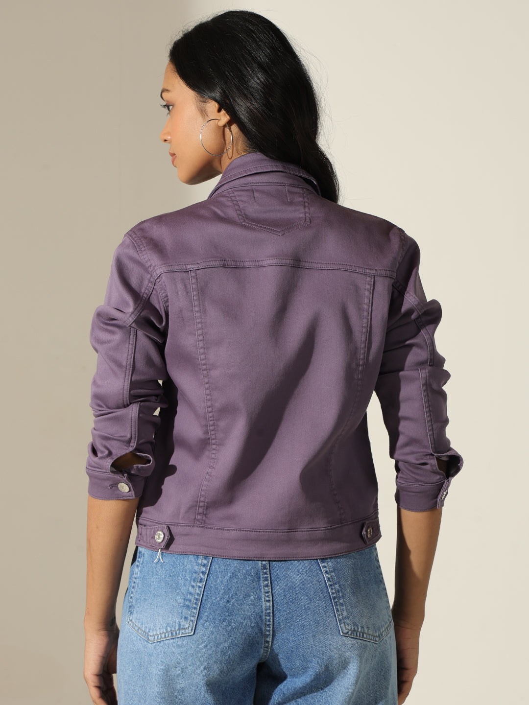 Women's Purple Denim Button-Up Jacket