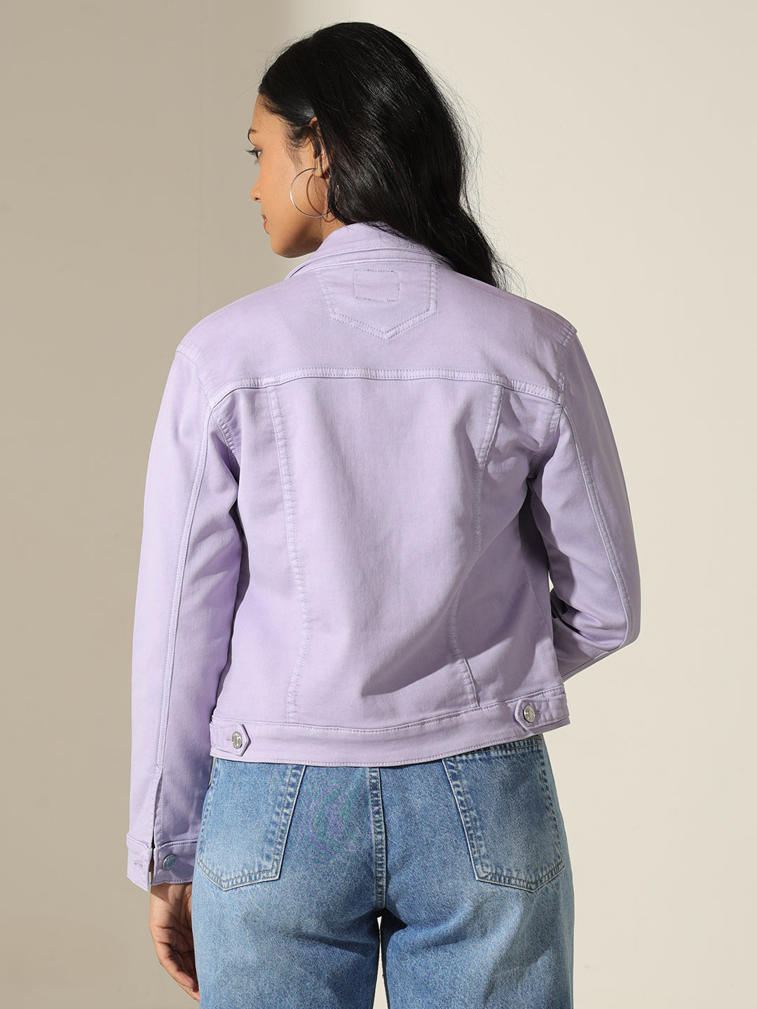 Women's Purple Denim Button-Up Jacket