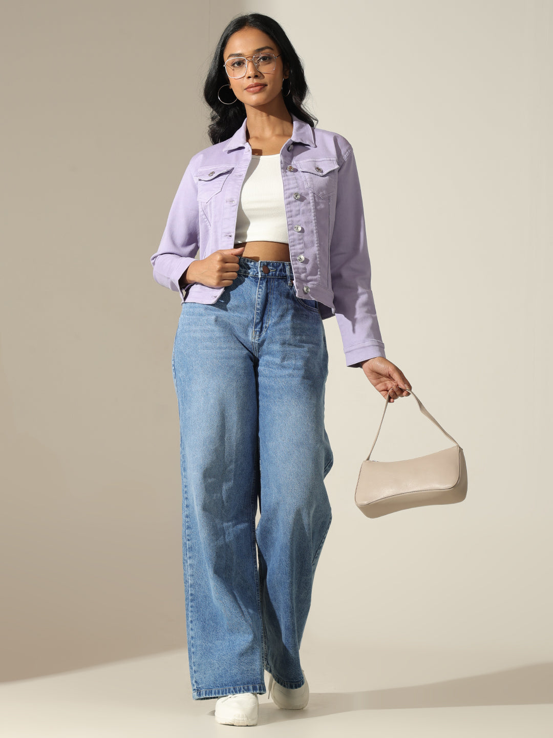 Women's Purple Denim Button-Up Jacket