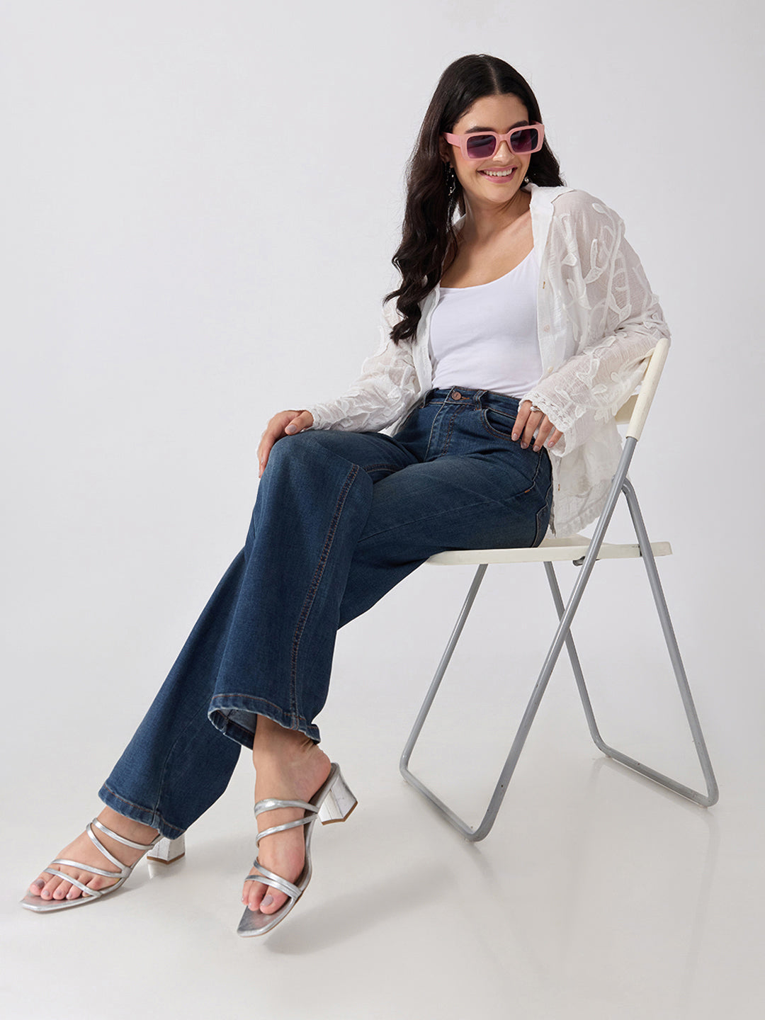 Women’s Blue High Rise Striaght Leg Jeans