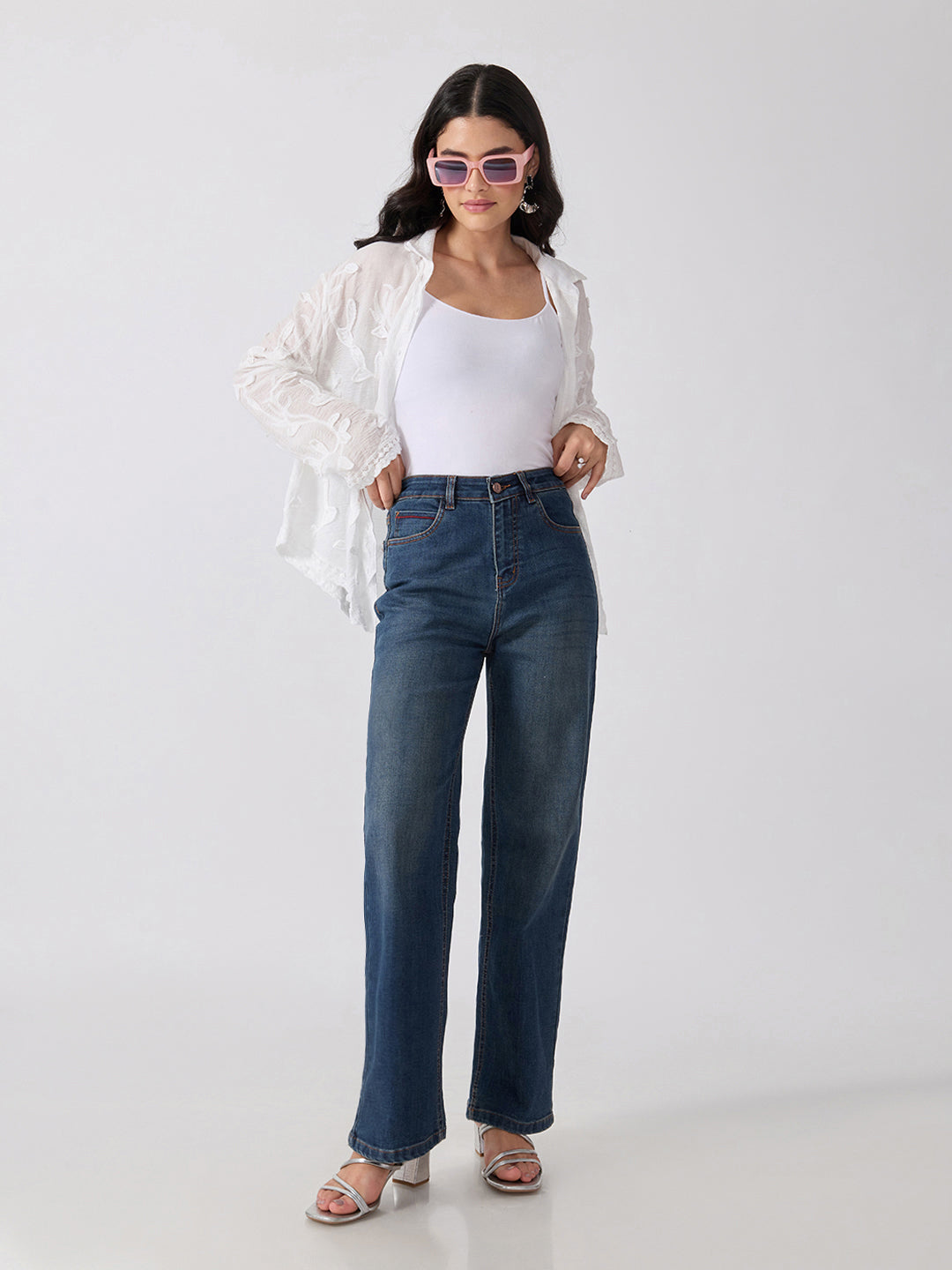 Women’s Blue High Rise Striaght Leg Jeans