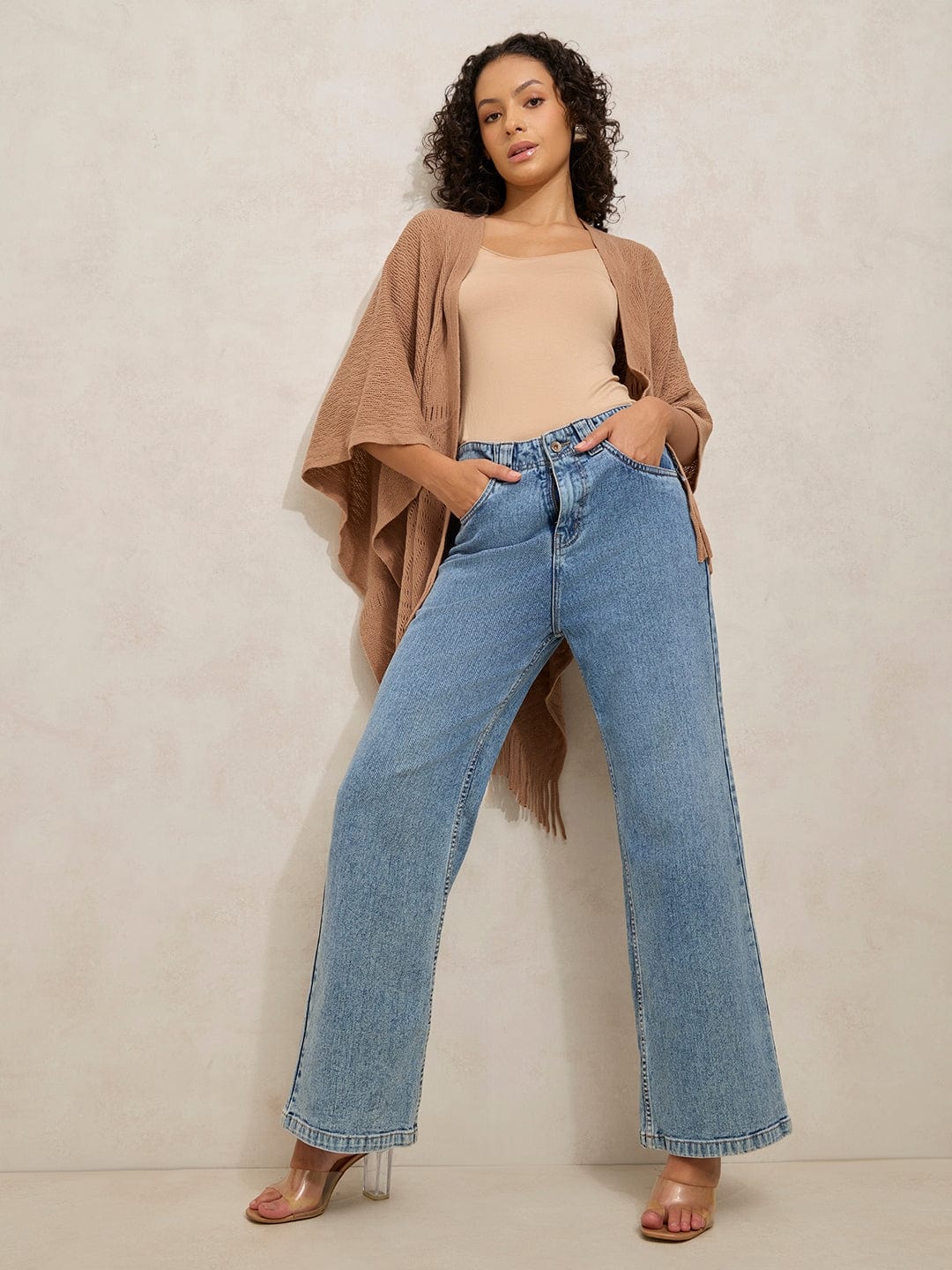 Women's Blue High Rise Wide Leg Jeans