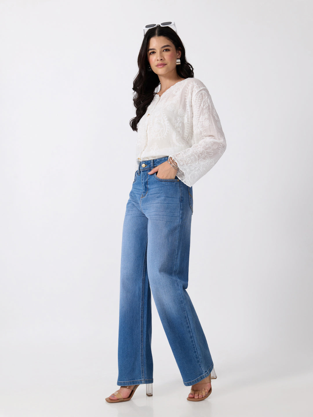 Women’s Blue High Rise Striaght Leg Jeans