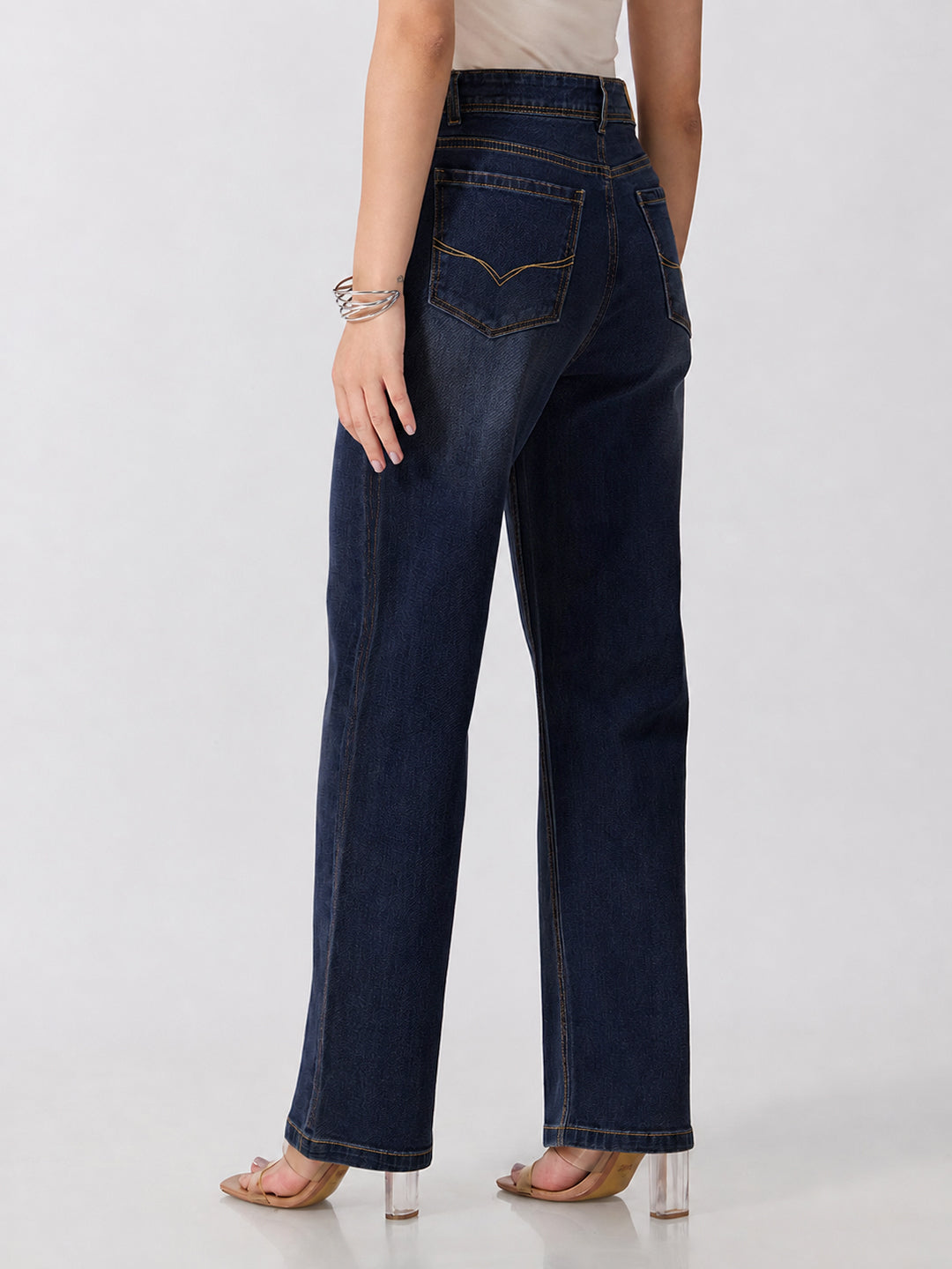 Women’s Navy Blue High Rise Striaght Leg Jeans