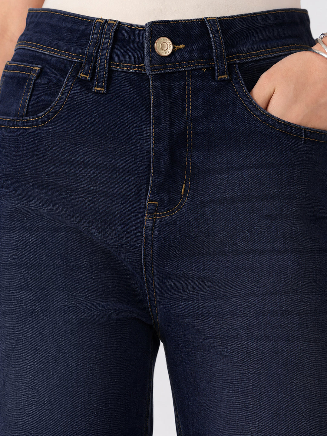 Women’s Navy Blue High Rise Striaght Leg Jeans