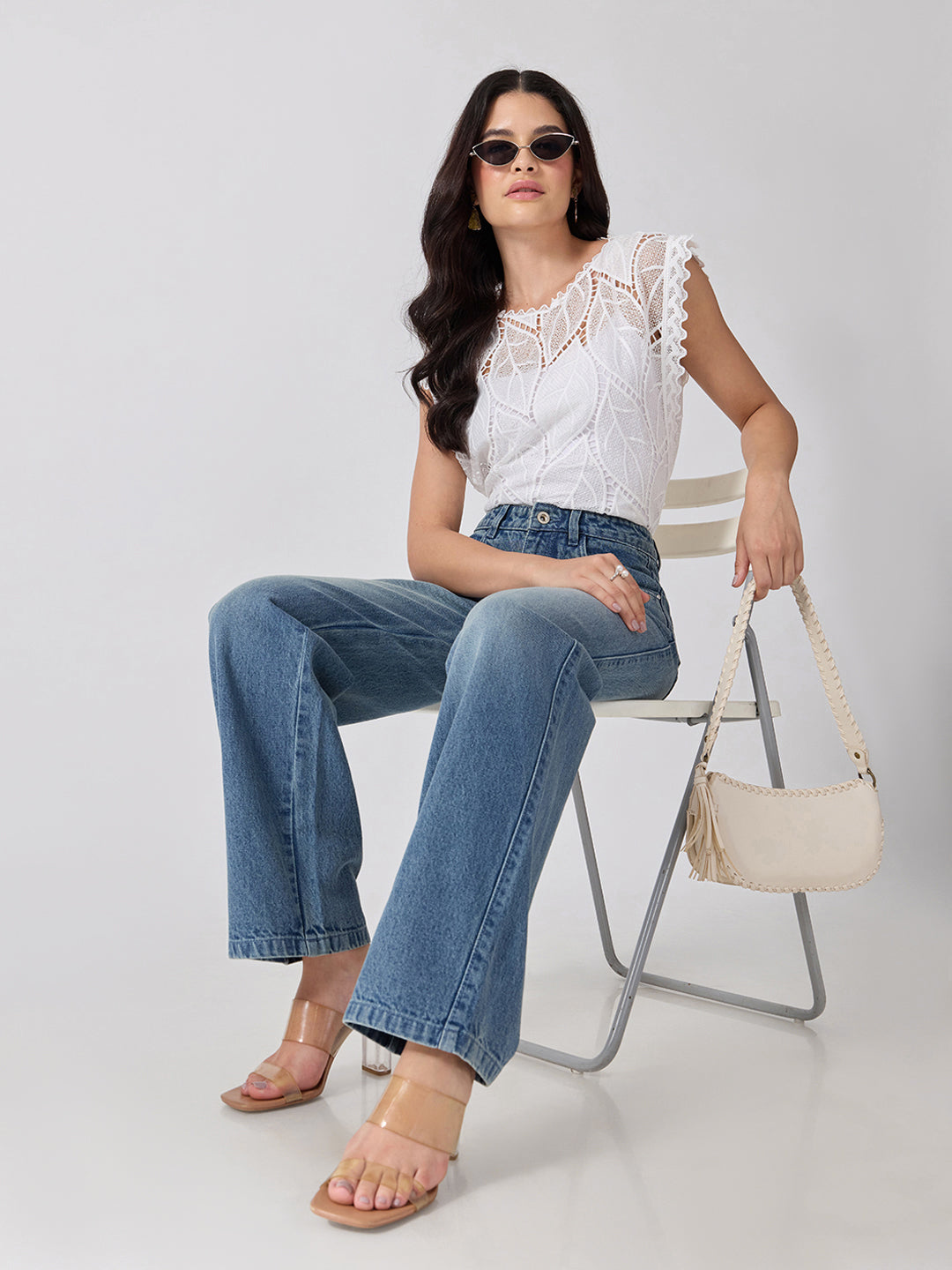 Women’s Blue High Rise Straight Leg Jeans
