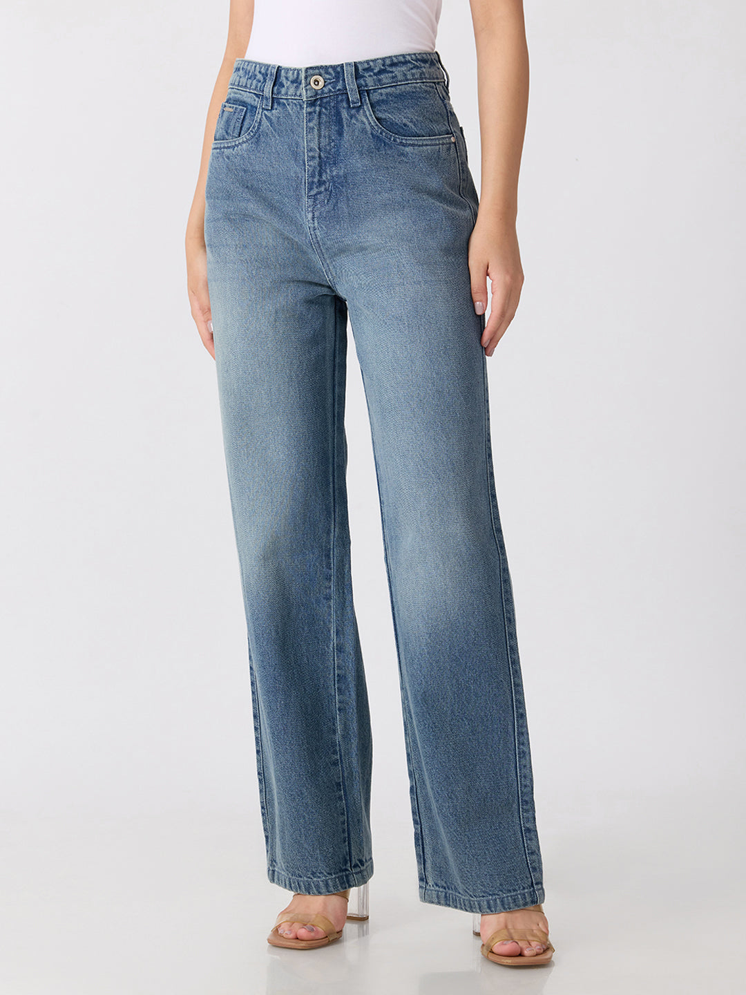 Women’s Blue High Rise Straight Leg Jeans