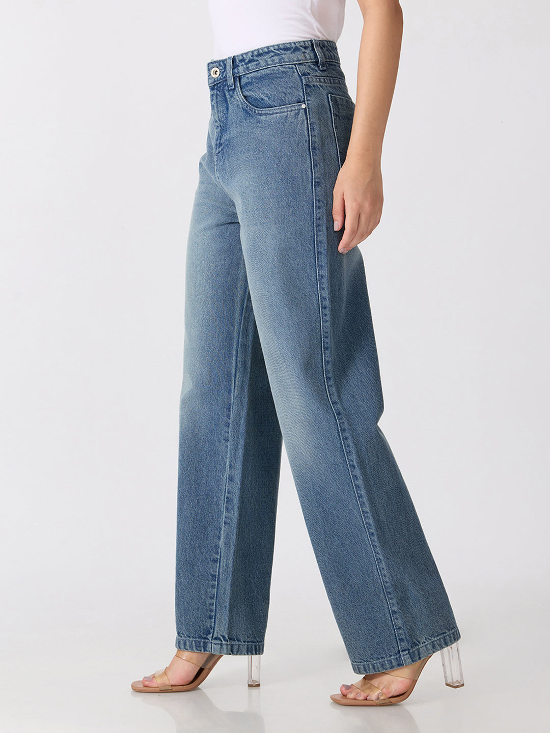 Women’s Blue High Rise Straight Leg Jeans