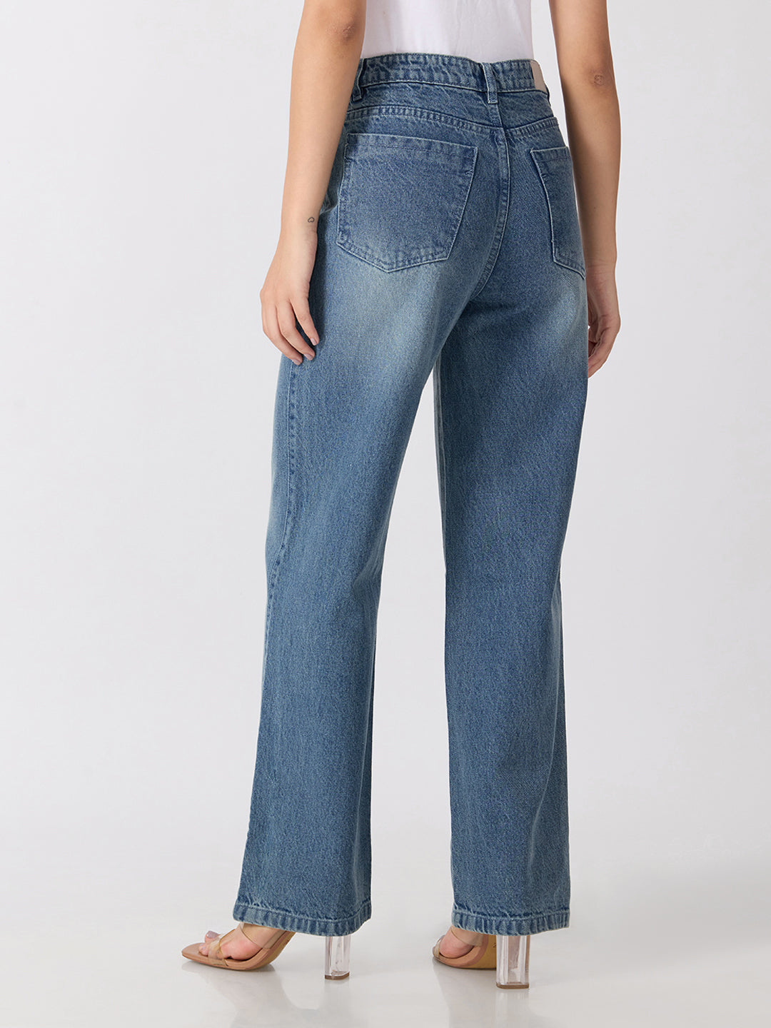 Women’s Blue High Rise Straight Leg Jeans