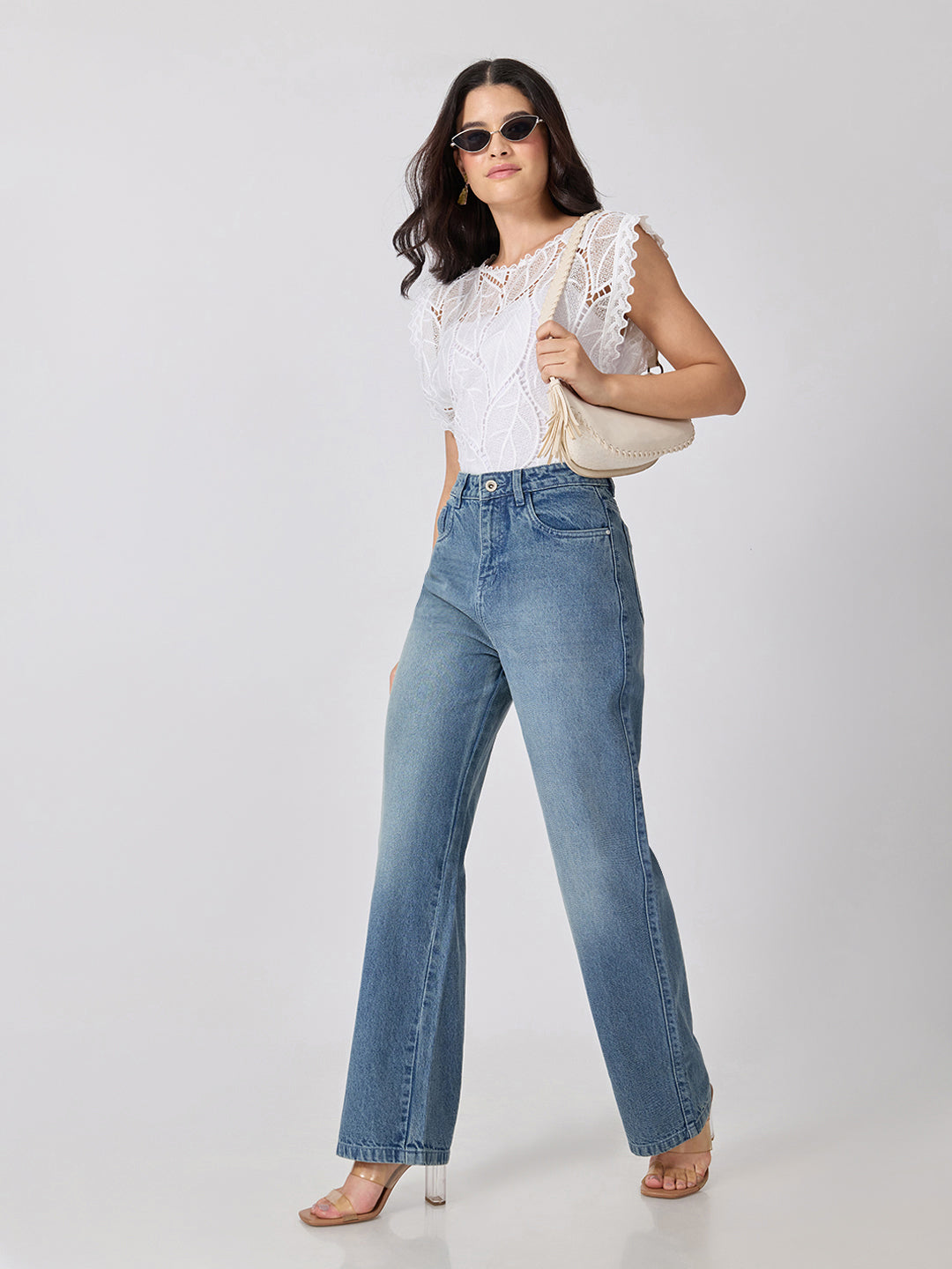 Women’s Blue High Rise Straight Leg Jeans
