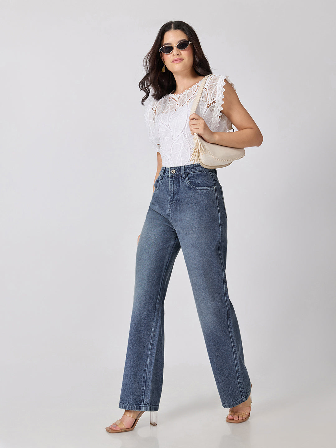 Women’s Dark Blue High Rise Straight Leg Jeans