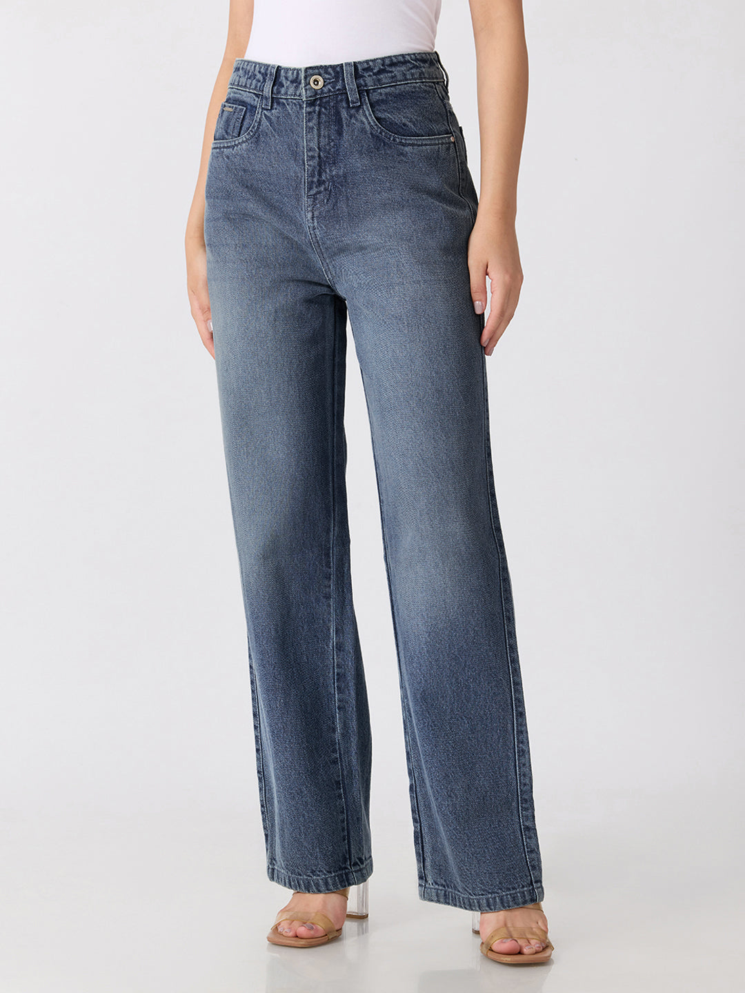 Women’s Dark Blue High Rise Straight Leg Jeans
