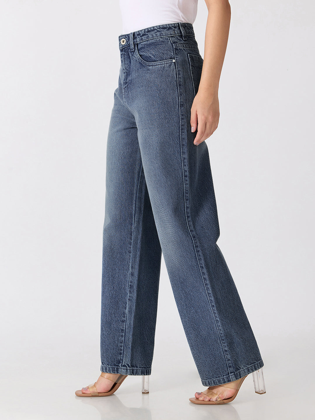 Women’s Dark Blue High Rise Straight Leg Jeans