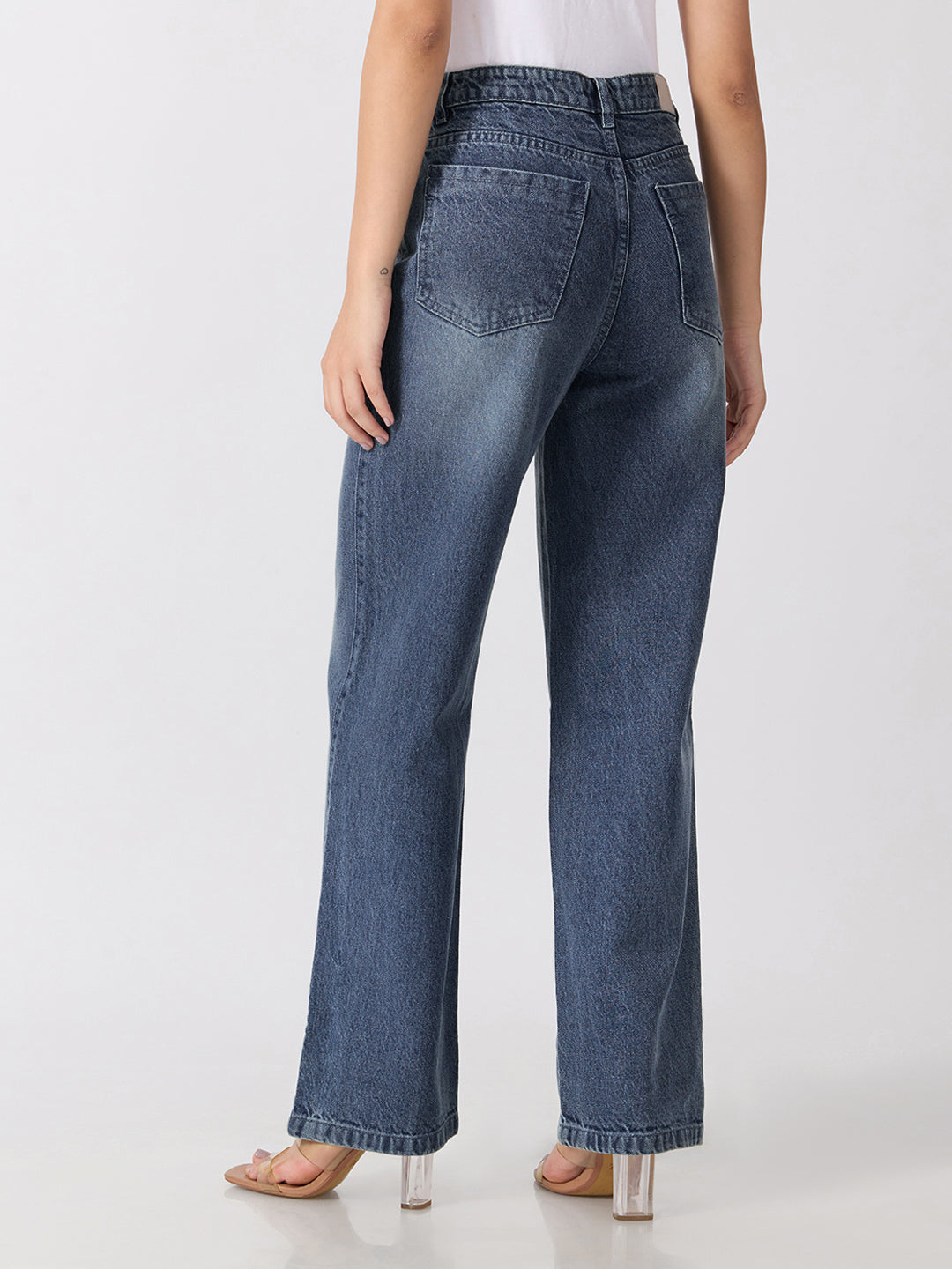 Women’s Dark Blue High Rise Straight Leg Jeans