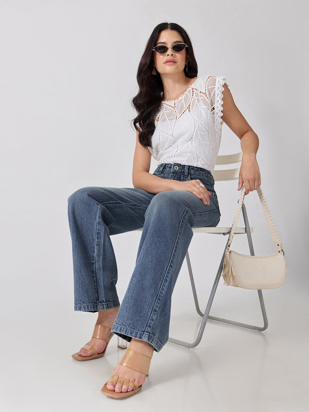 Women’s Dark Blue High Rise Straight Leg Jeans