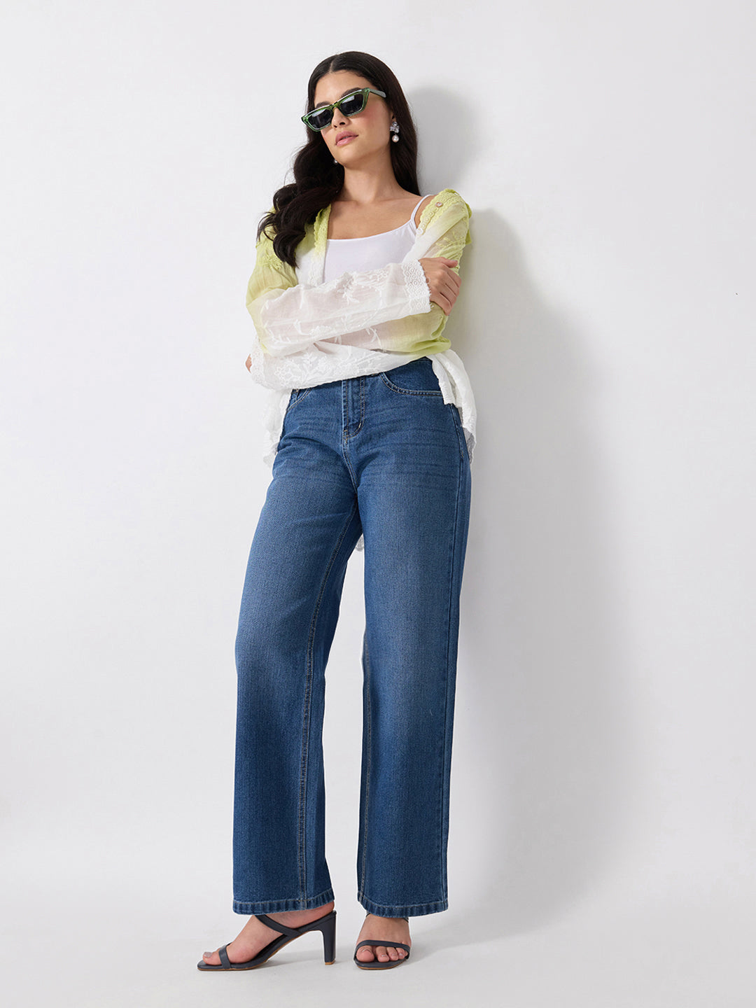 Women’s Navy Blue High Rise Striaght Leg Jeans