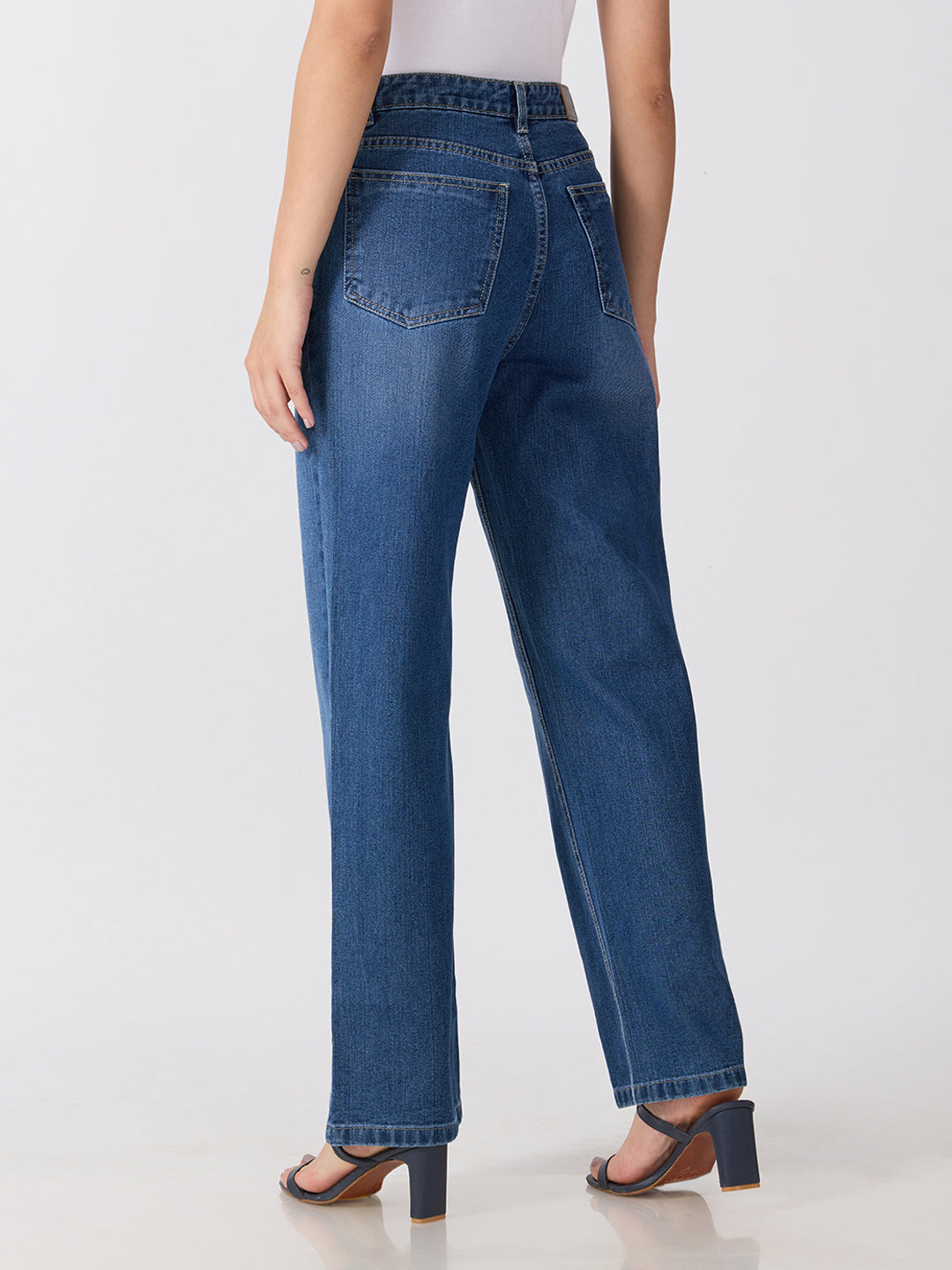 Women’s Navy Blue High Rise Striaght Leg Jeans