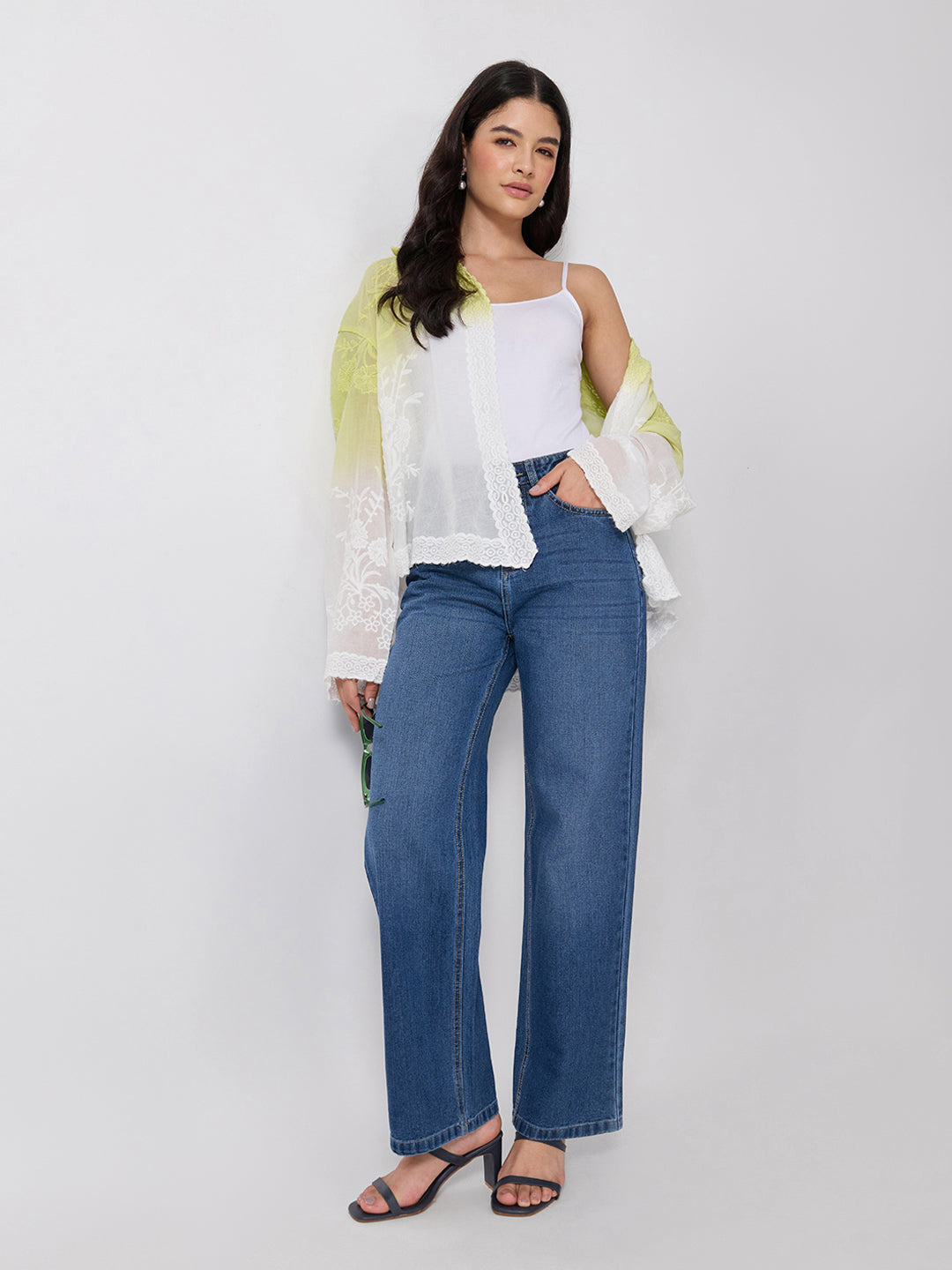 Women’s Navy Blue High Rise Striaght Leg Jeans